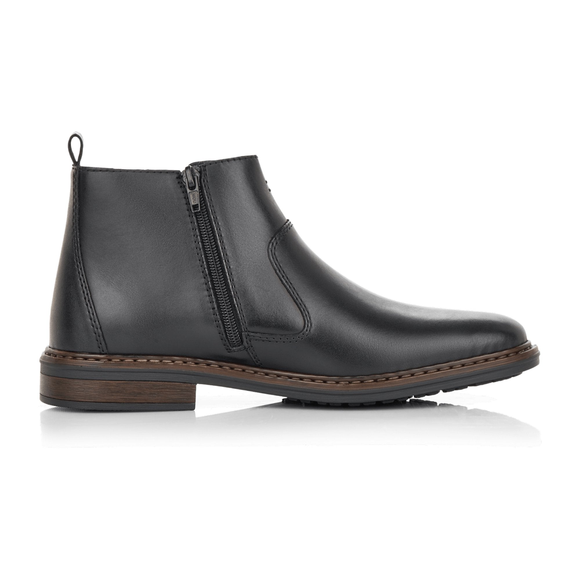 Rieker Men's Black Chelsea Boots with Zipper and Elastic Side Panel