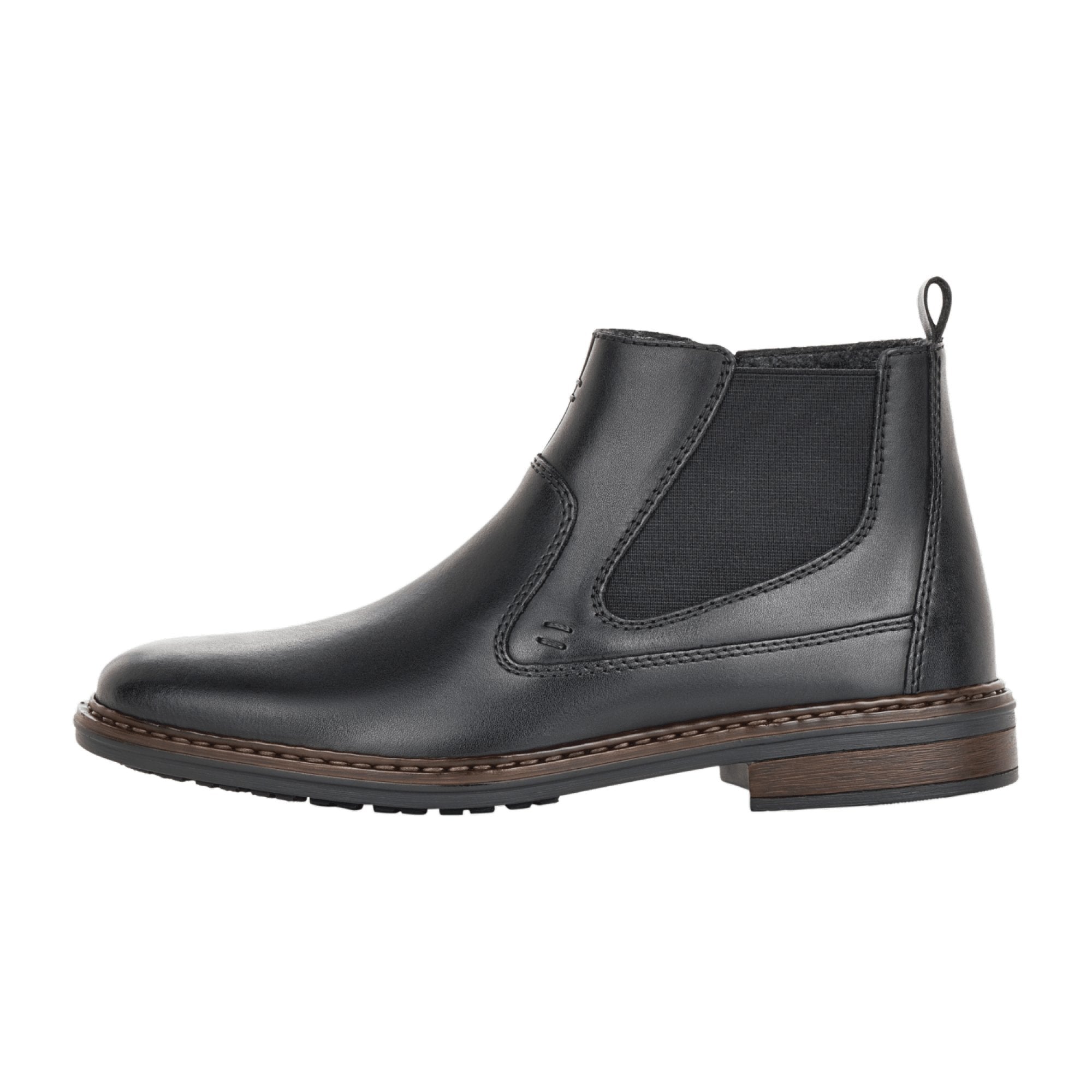 Rieker Men's Black Chelsea Boots with Zipper and Elastic Side Panel