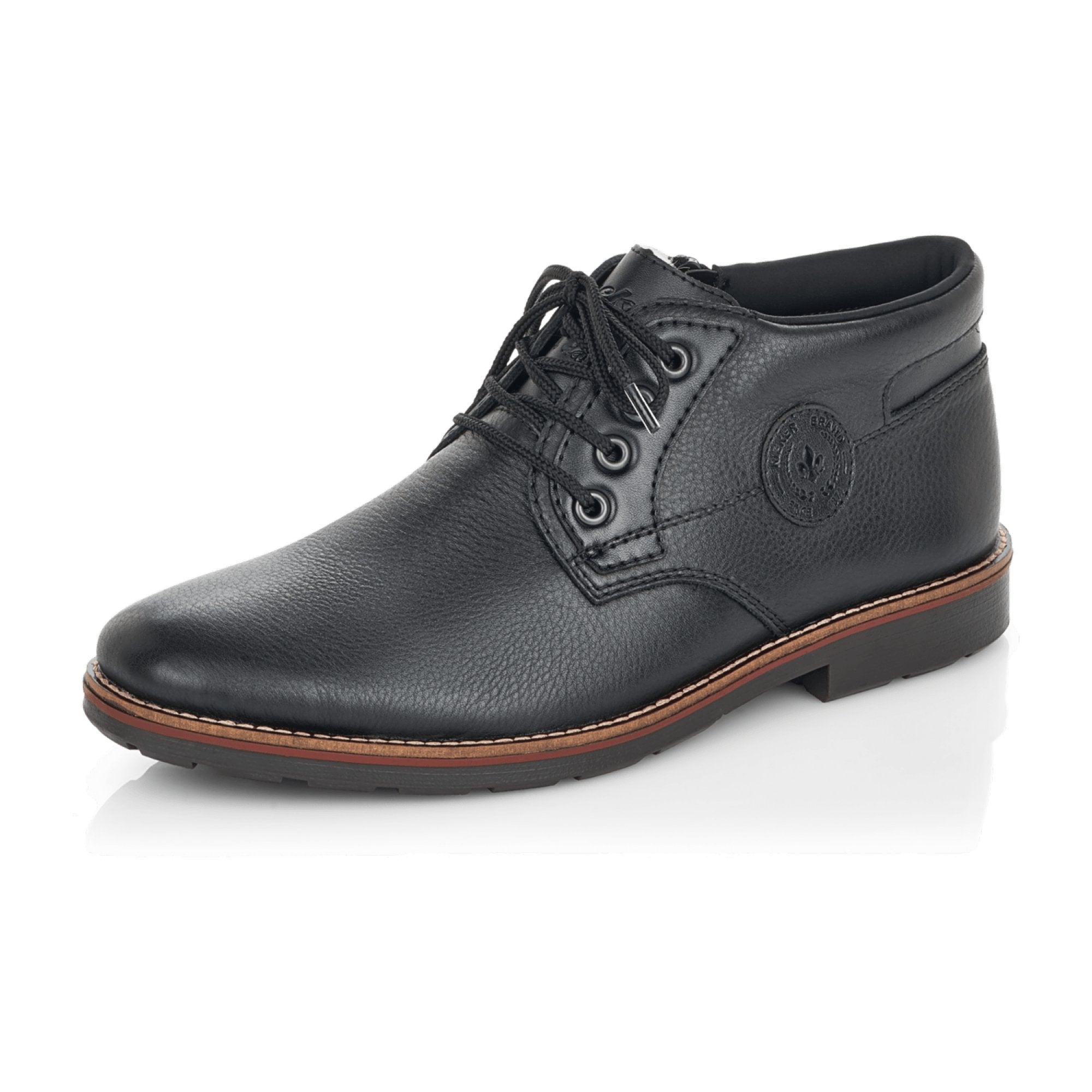 Rieker HWK Men's Black Leather Boots with Zipper and Normal Width
