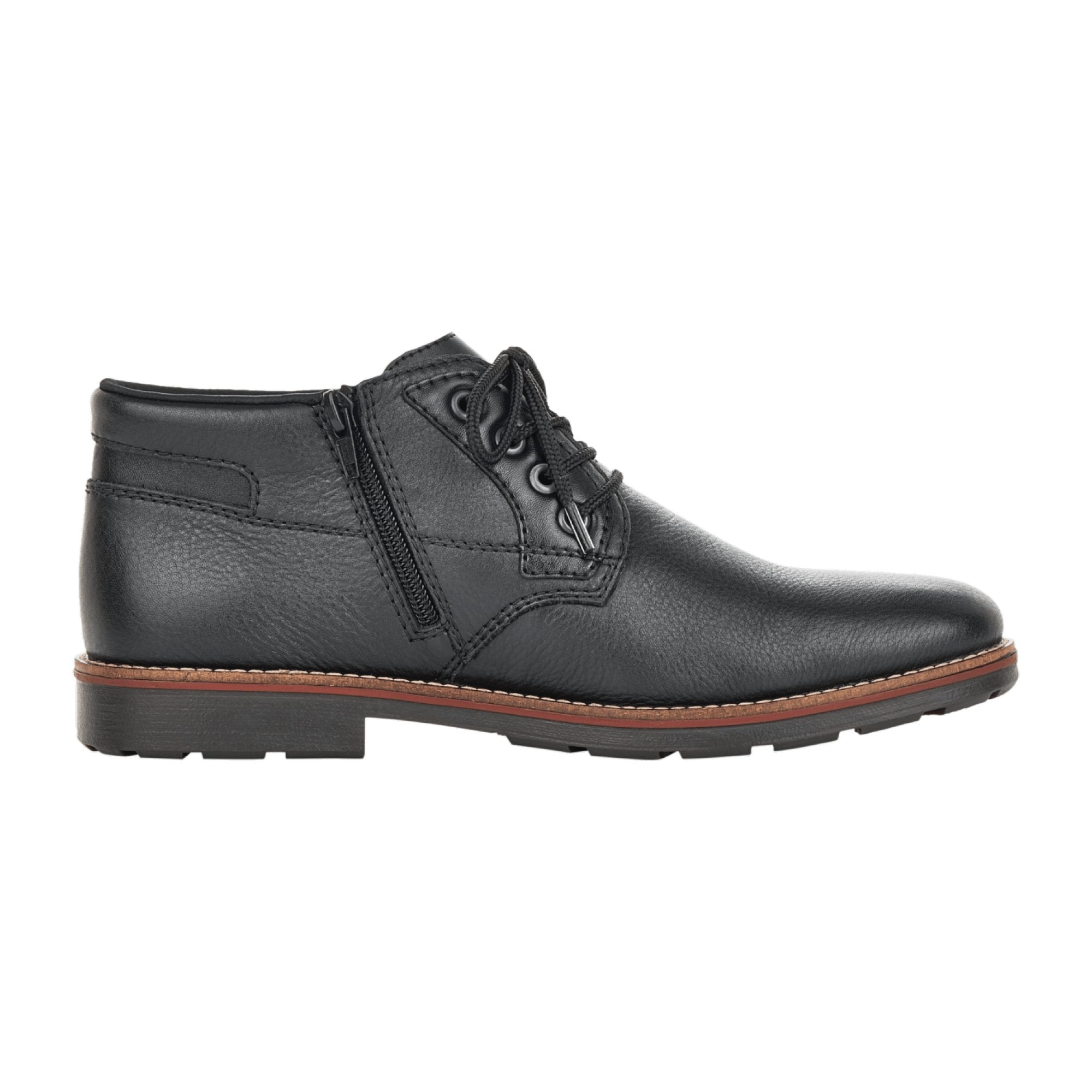 Rieker HWK Men's Black Leather Boots with Zipper and Normal Width