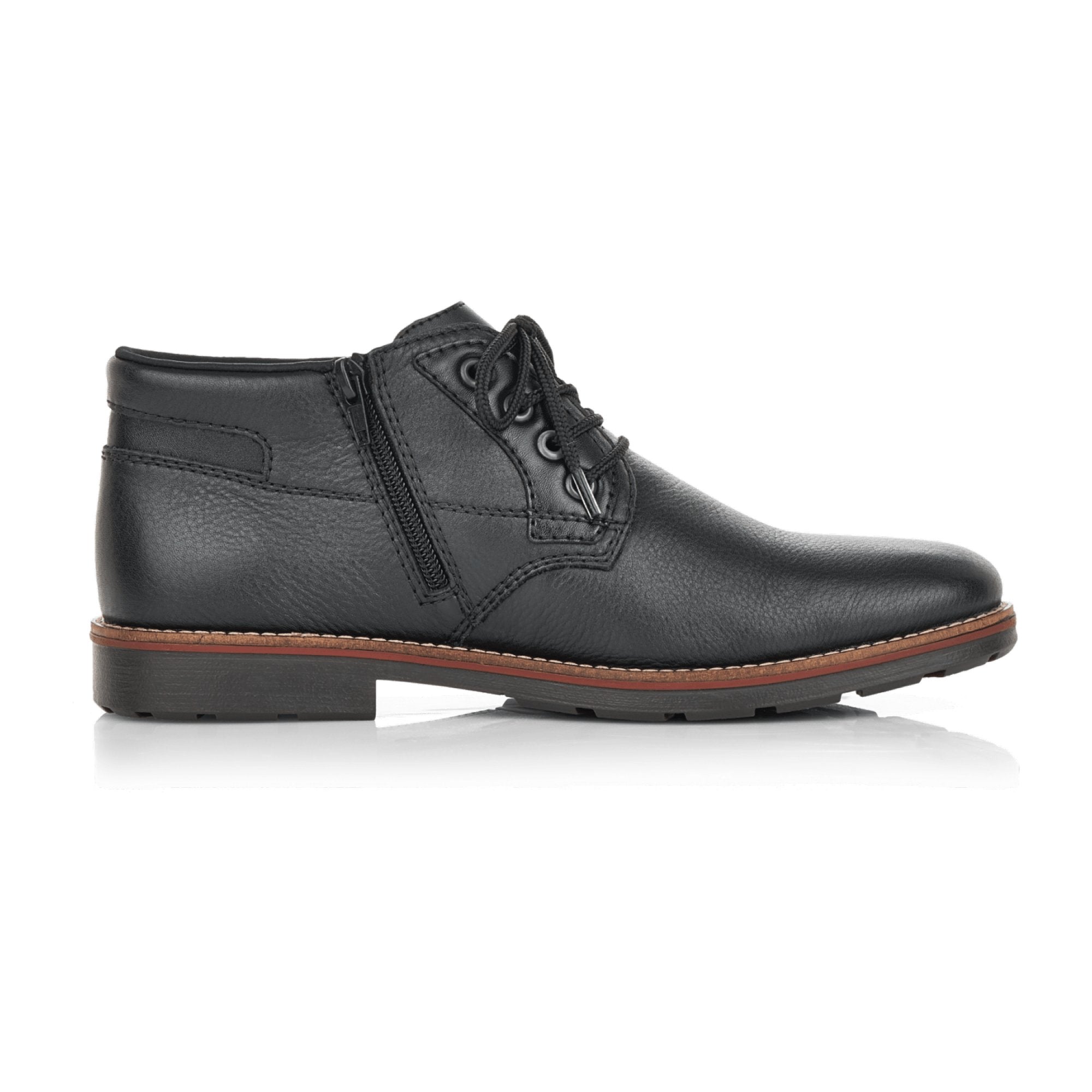 Rieker HWK Men's Black Leather Boots with Zipper and Normal Width