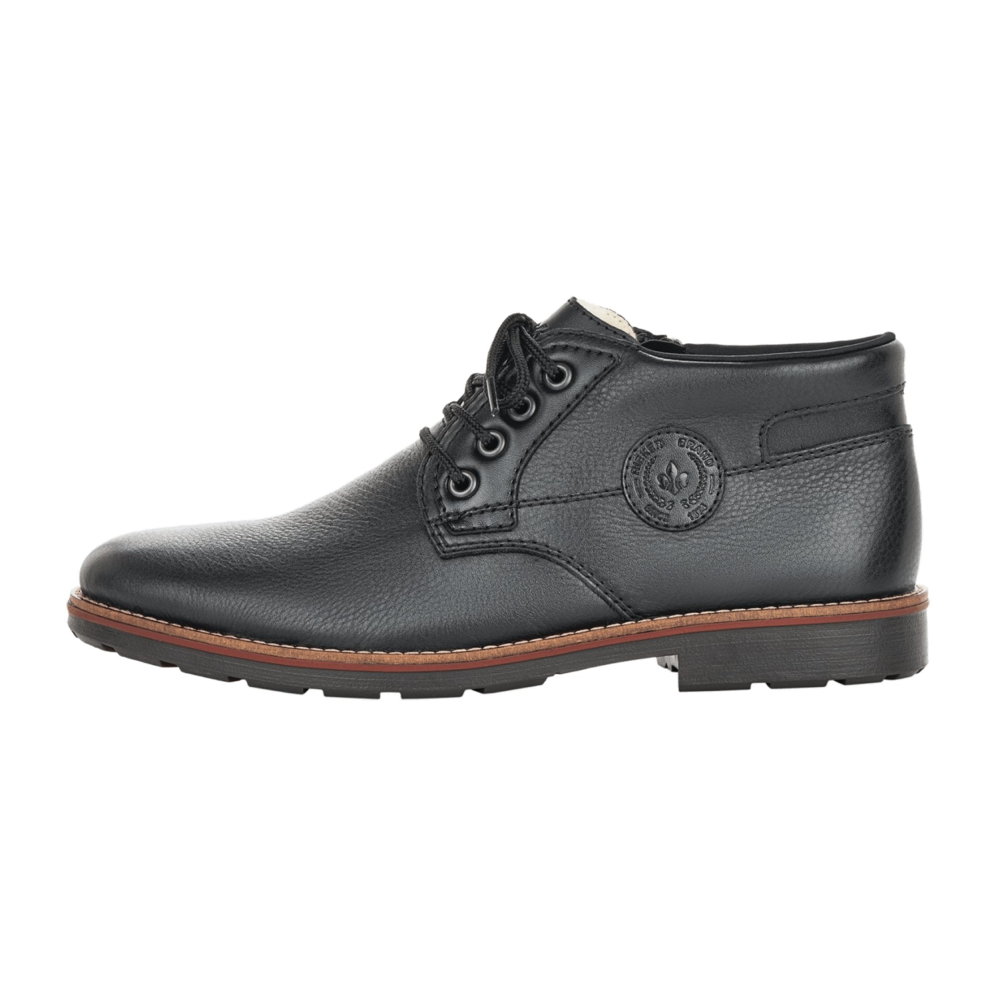 Rieker HWK Men's Black Leather Boots with Zipper and Normal Width