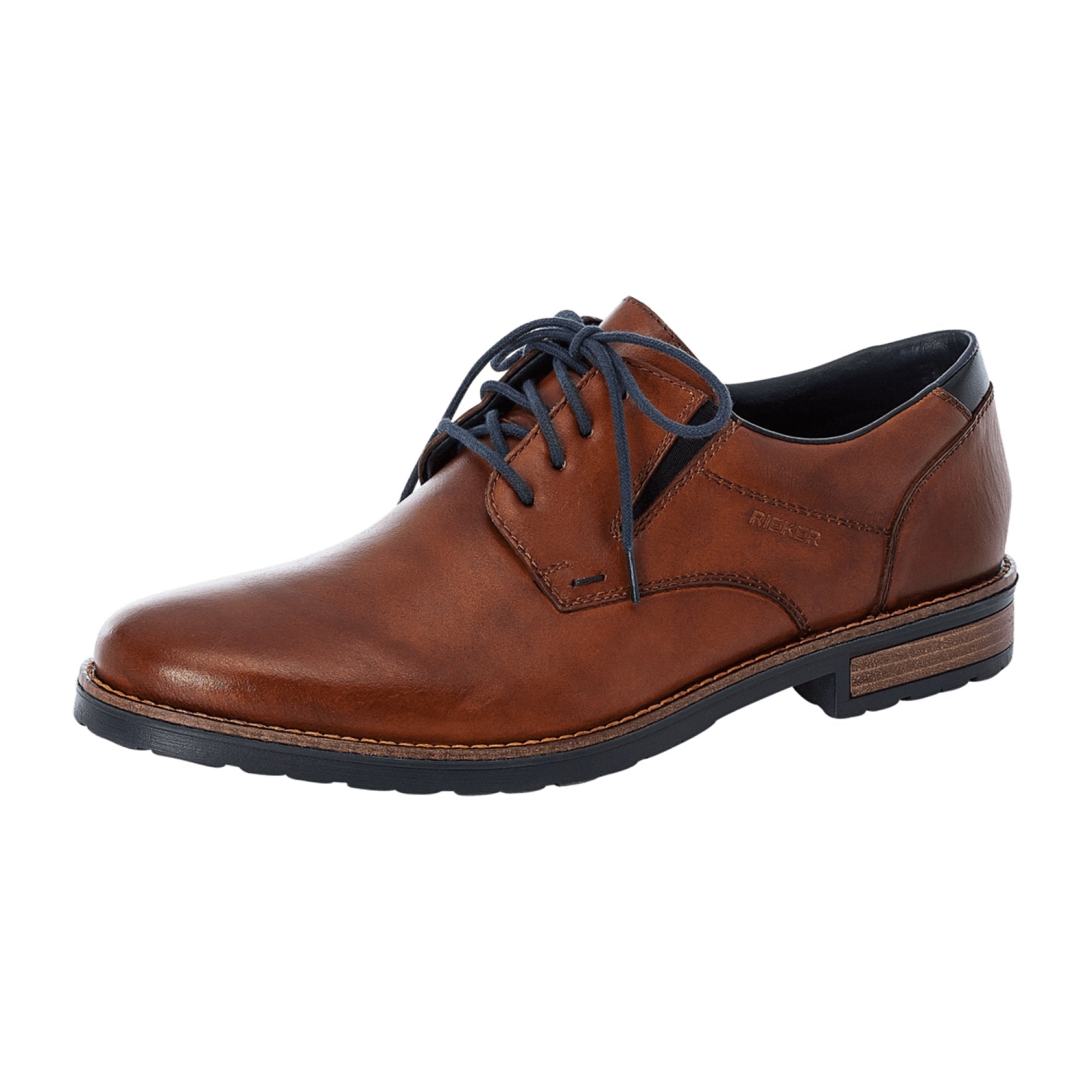 Rieker HWK Men's Brown Lace-Up Shoes Comfortable Casual Wear with Blue Sole