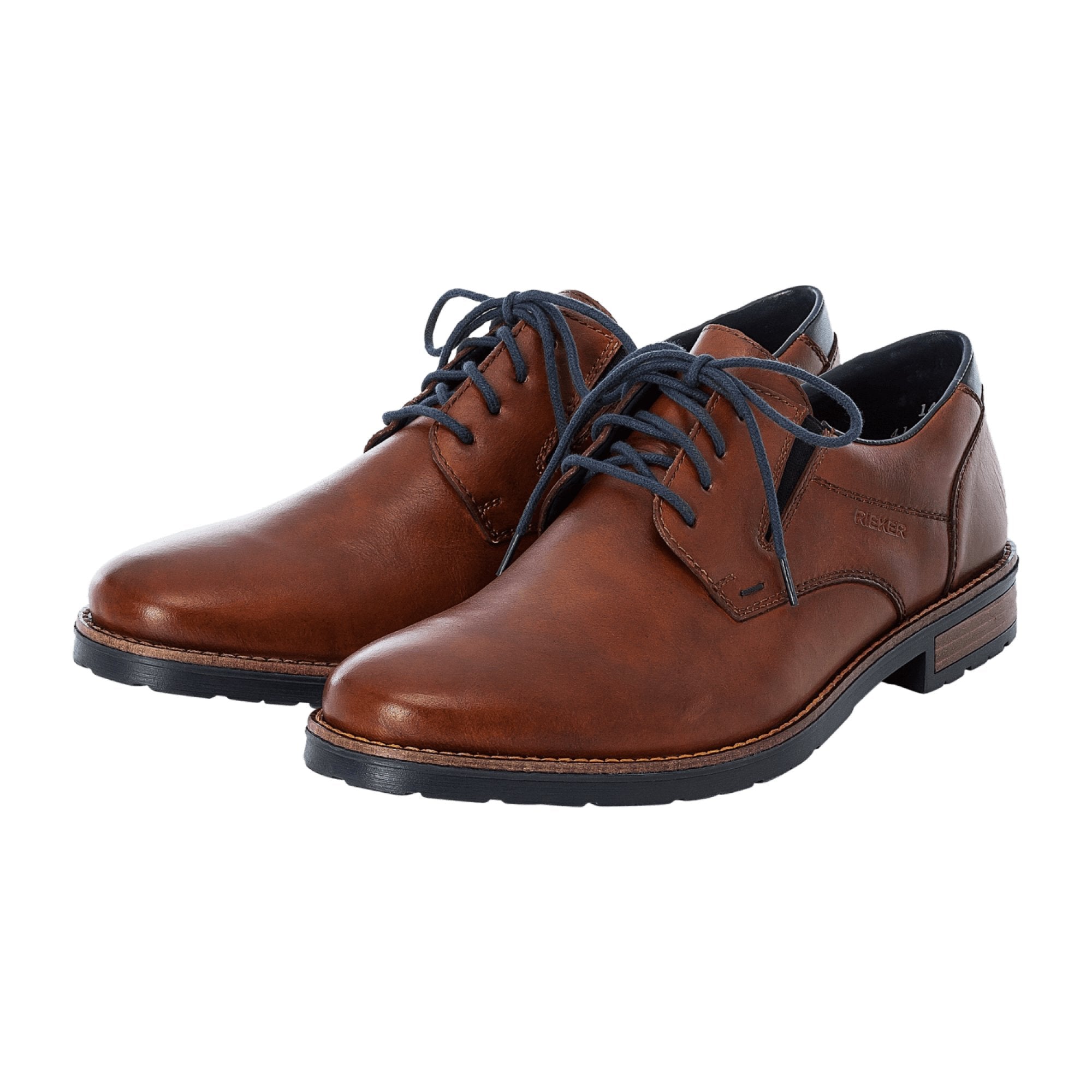 Rieker HWK Men's Brown Lace-Up Shoes Comfortable Casual Wear with Blue Sole