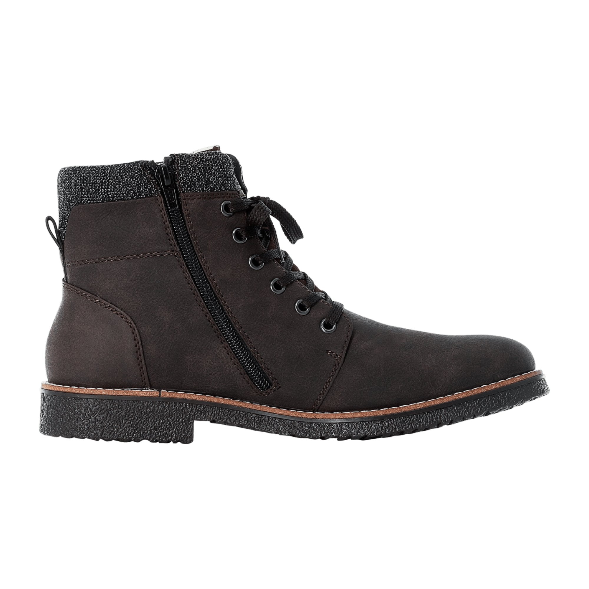 Rieker Brown Lace-Up Ankle Boots with Warm Lining for Comfort and Style