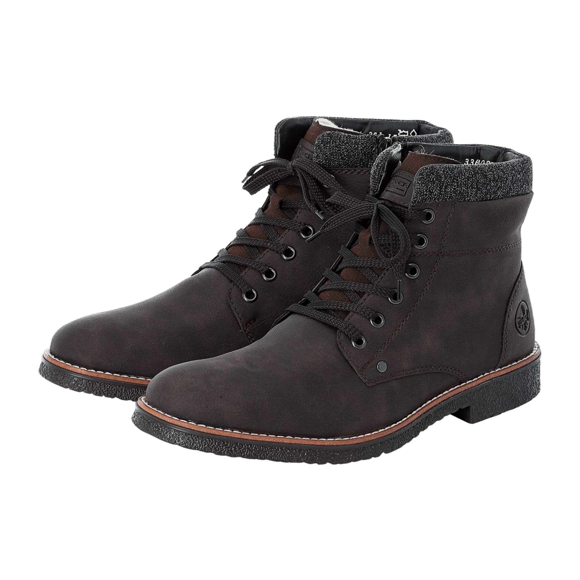 Rieker Brown Lace-Up Ankle Boots with Warm Lining for Comfort and Style