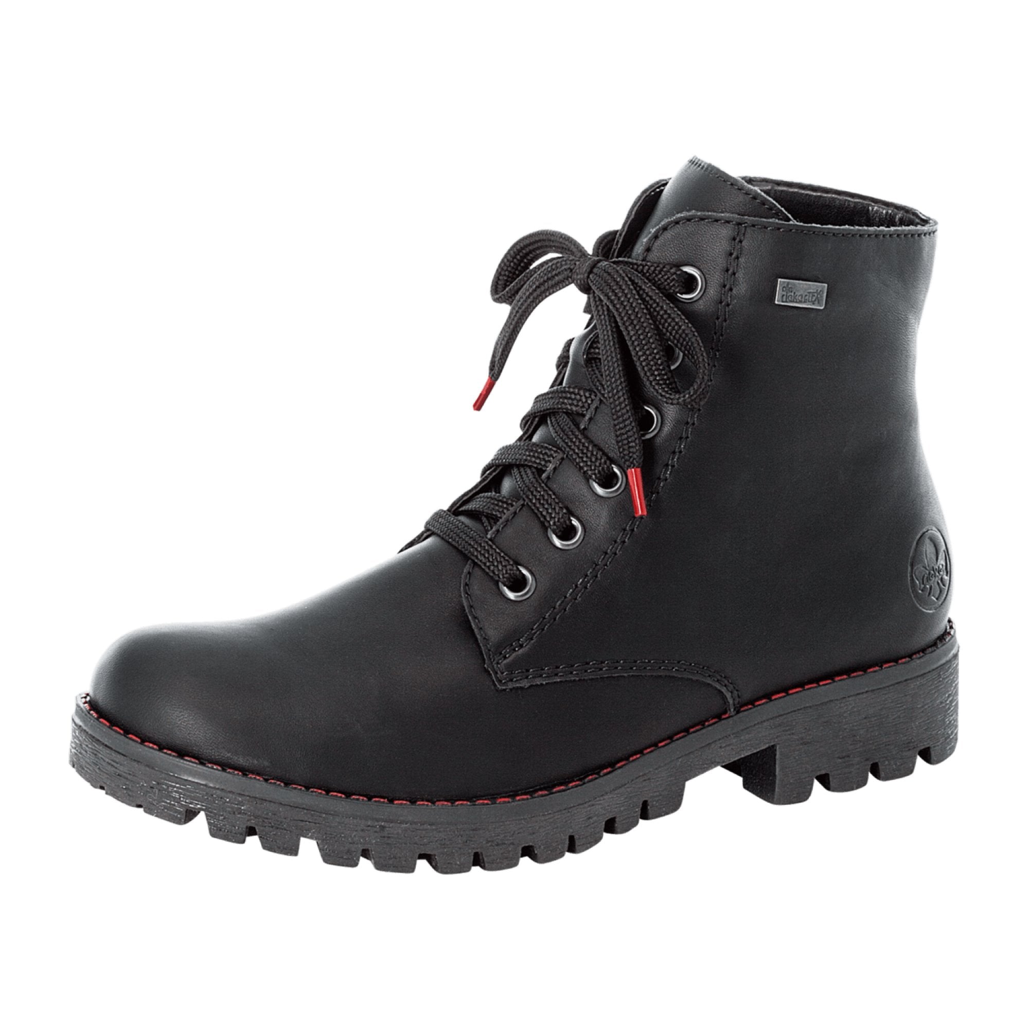 Rieker Women's Warm Lined Black Lace-Up Ankle Boots for Fall/Winter