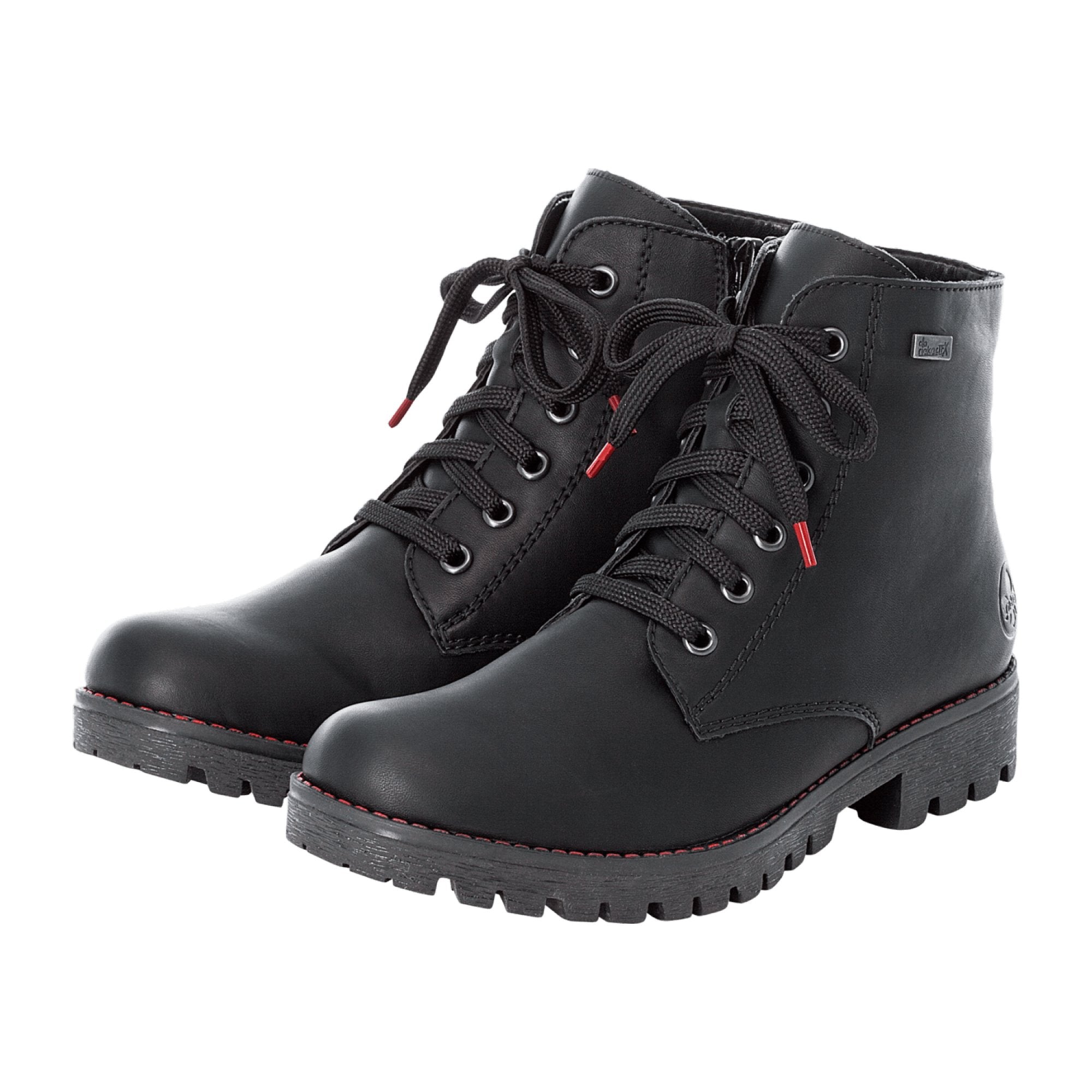 Rieker Women's Warm Lined Black Lace-Up Ankle Boots for Fall/Winter