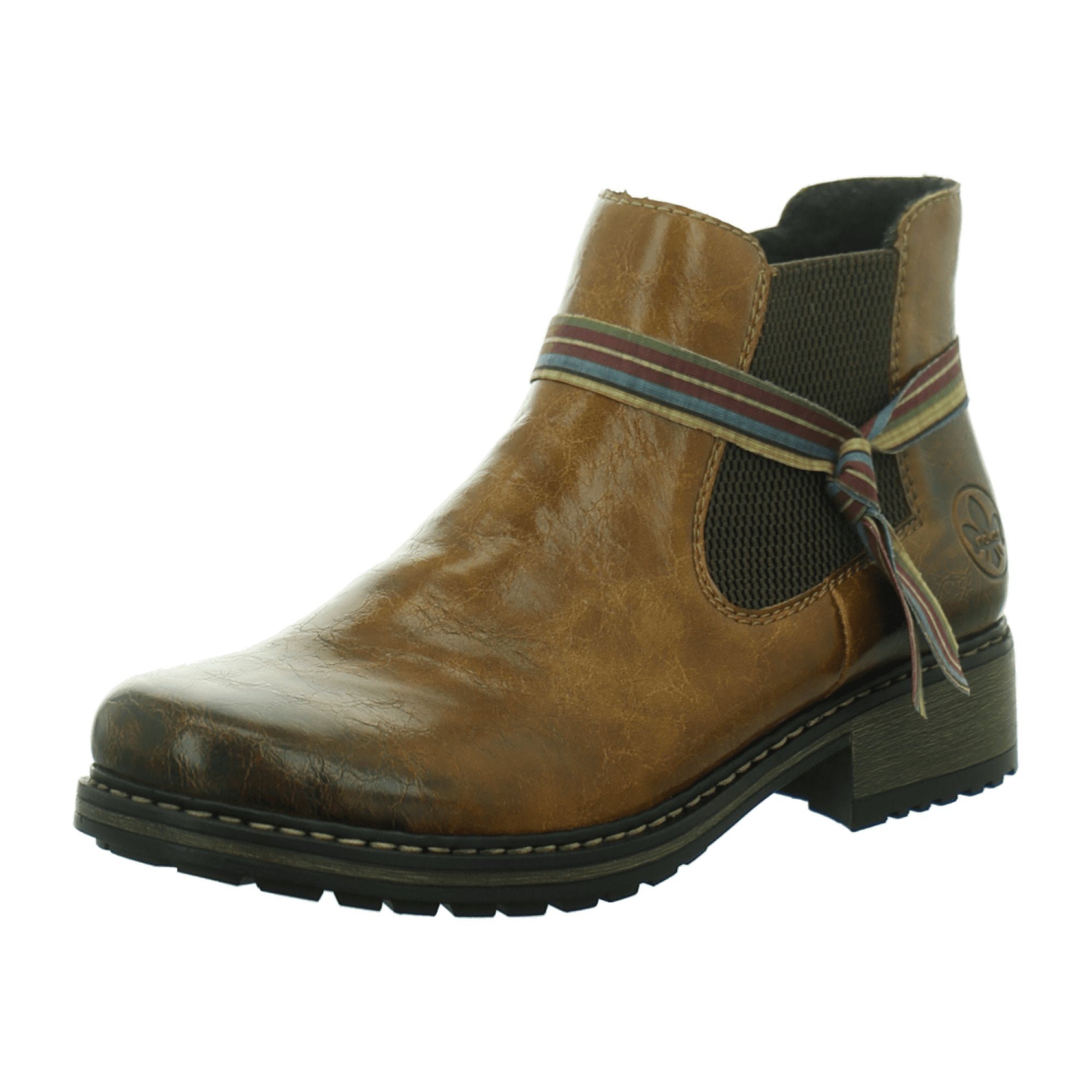 Rieker Comfortable Women's Brown Ankle Boots with Warm Lining and Zip Closure