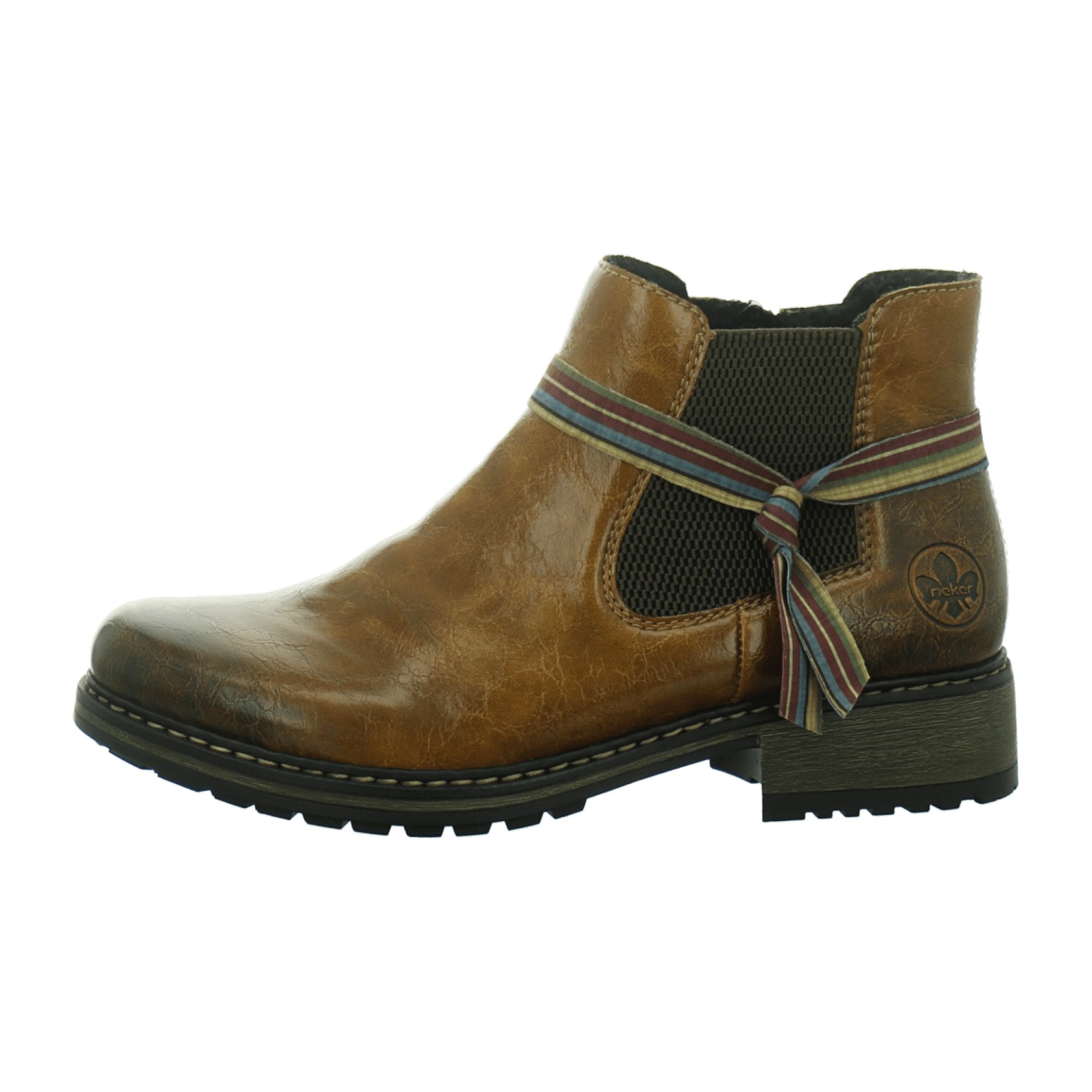 Rieker Comfortable Women's Brown Ankle Boots with Warm Lining and Zip Closure