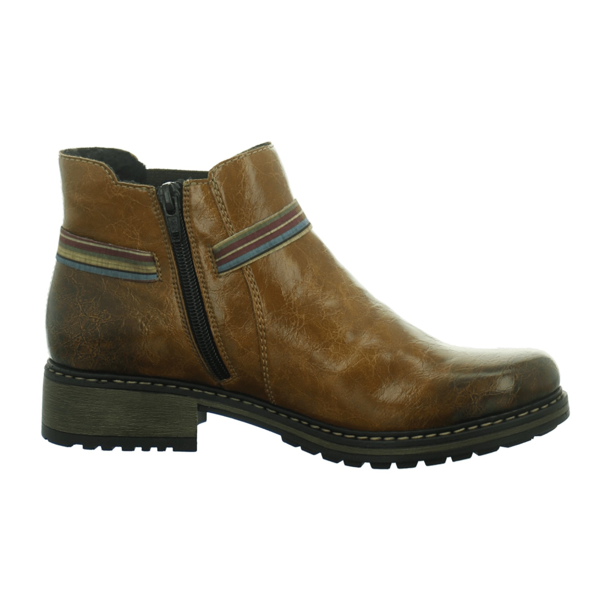 Rieker Comfortable Women's Brown Ankle Boots with Warm Lining and Zip Closure