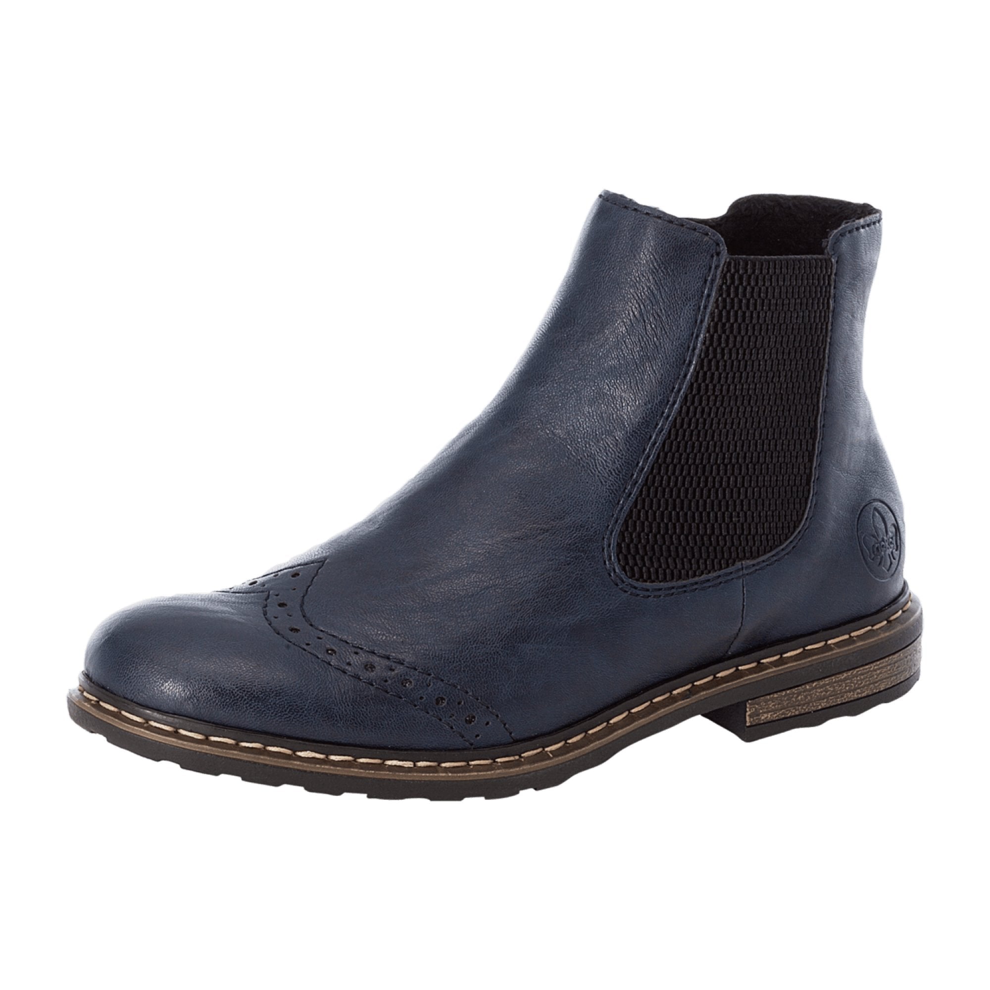Rieker Women's Blue Chelsea Boots with Warm Lining and Side Zipper