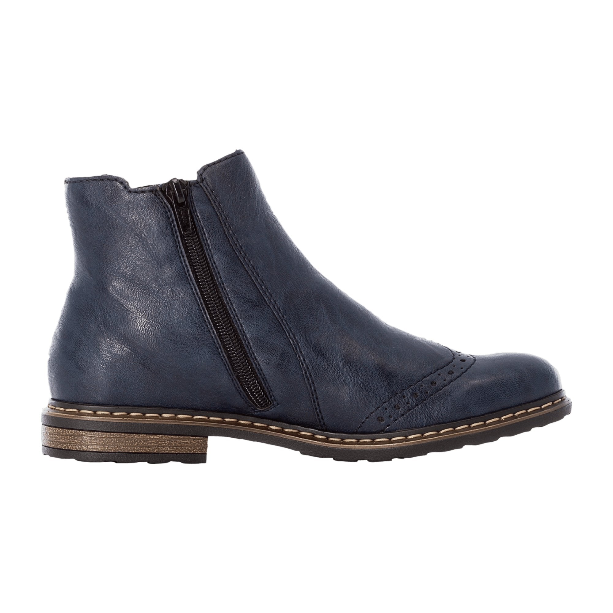 Rieker Women's Blue Chelsea Boots with Warm Lining and Side Zipper