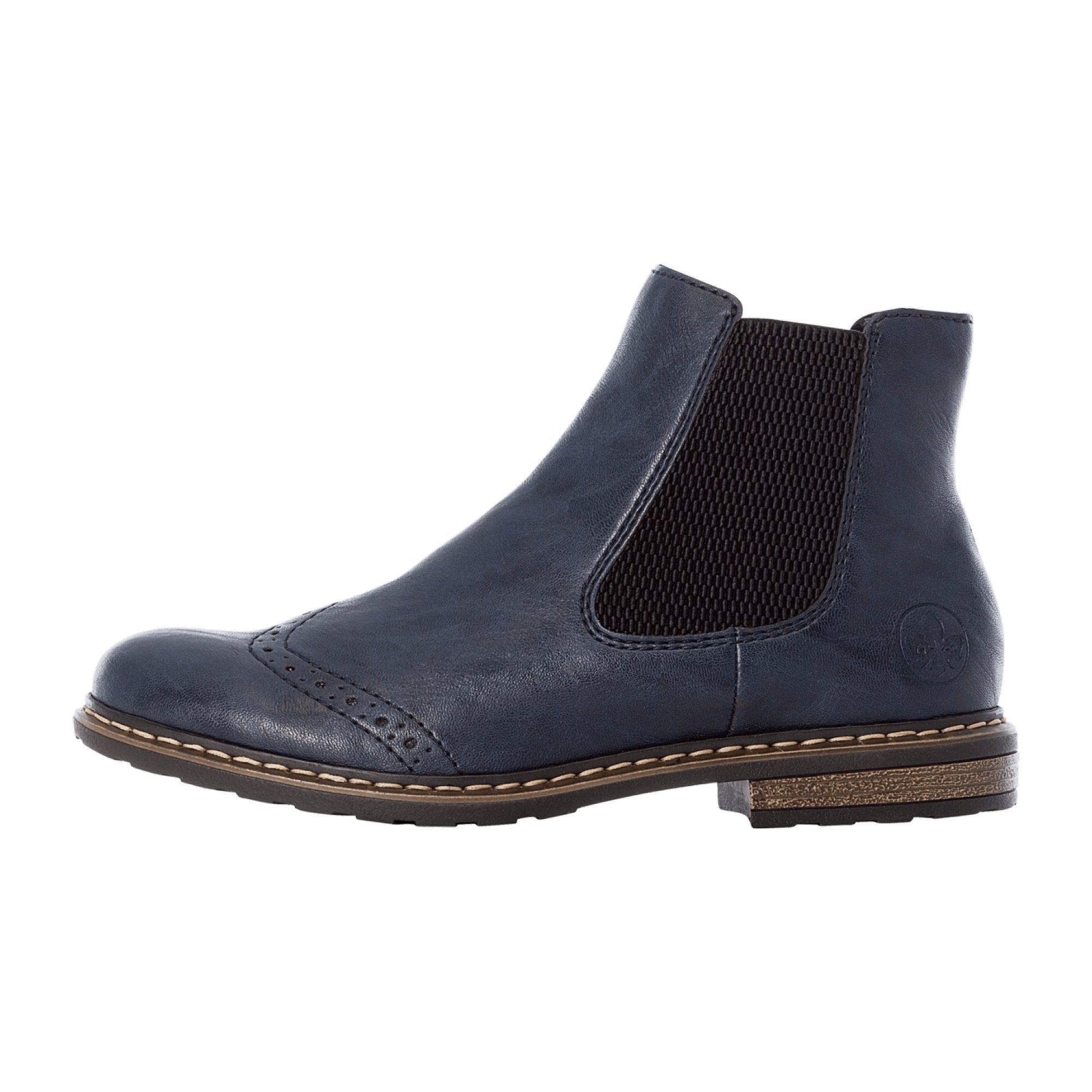 Rieker Women's Blue Chelsea Boots with Warm Lining and Side Zipper