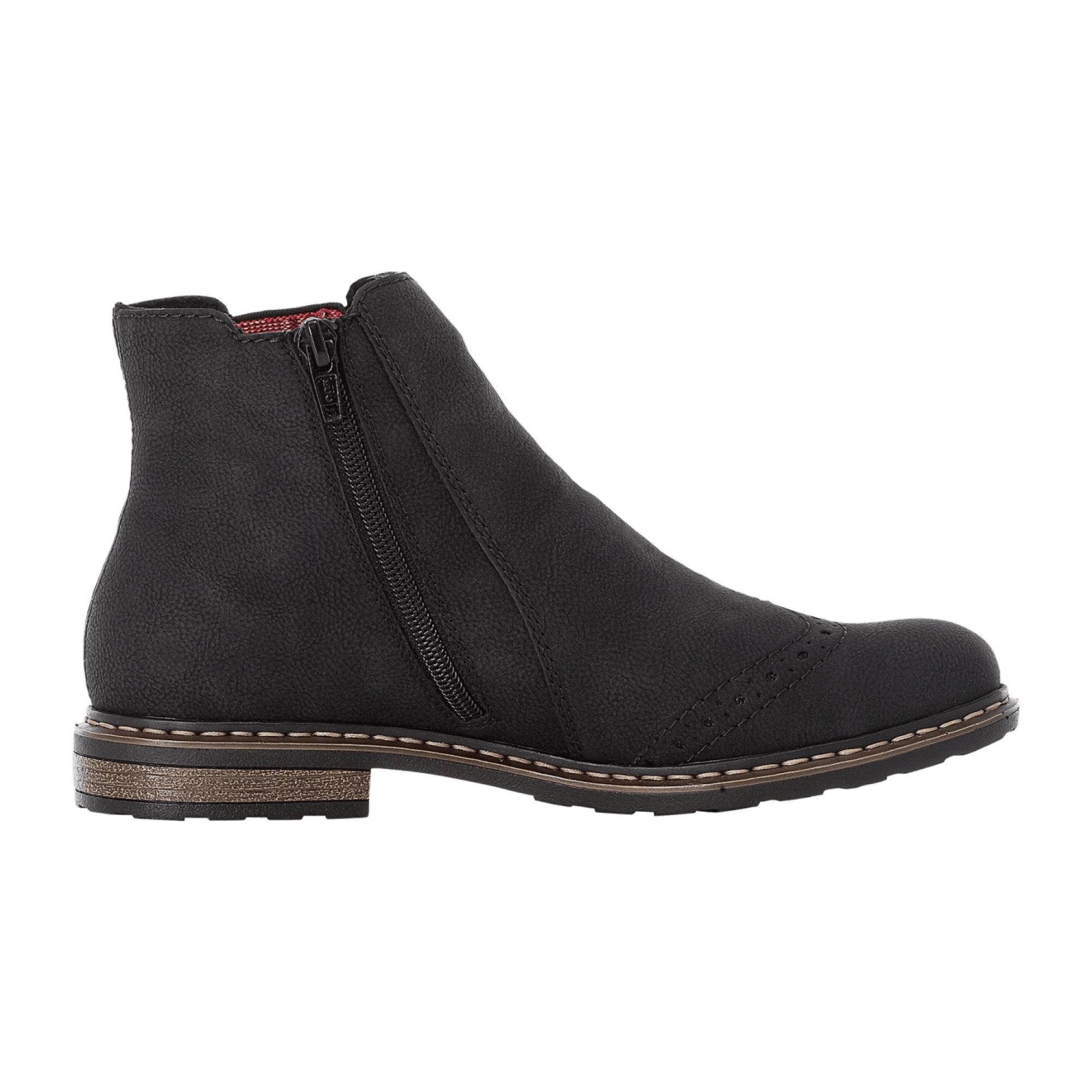 Rieker Women's Black Boots with Warm Lining and Zipper for Fall Winter