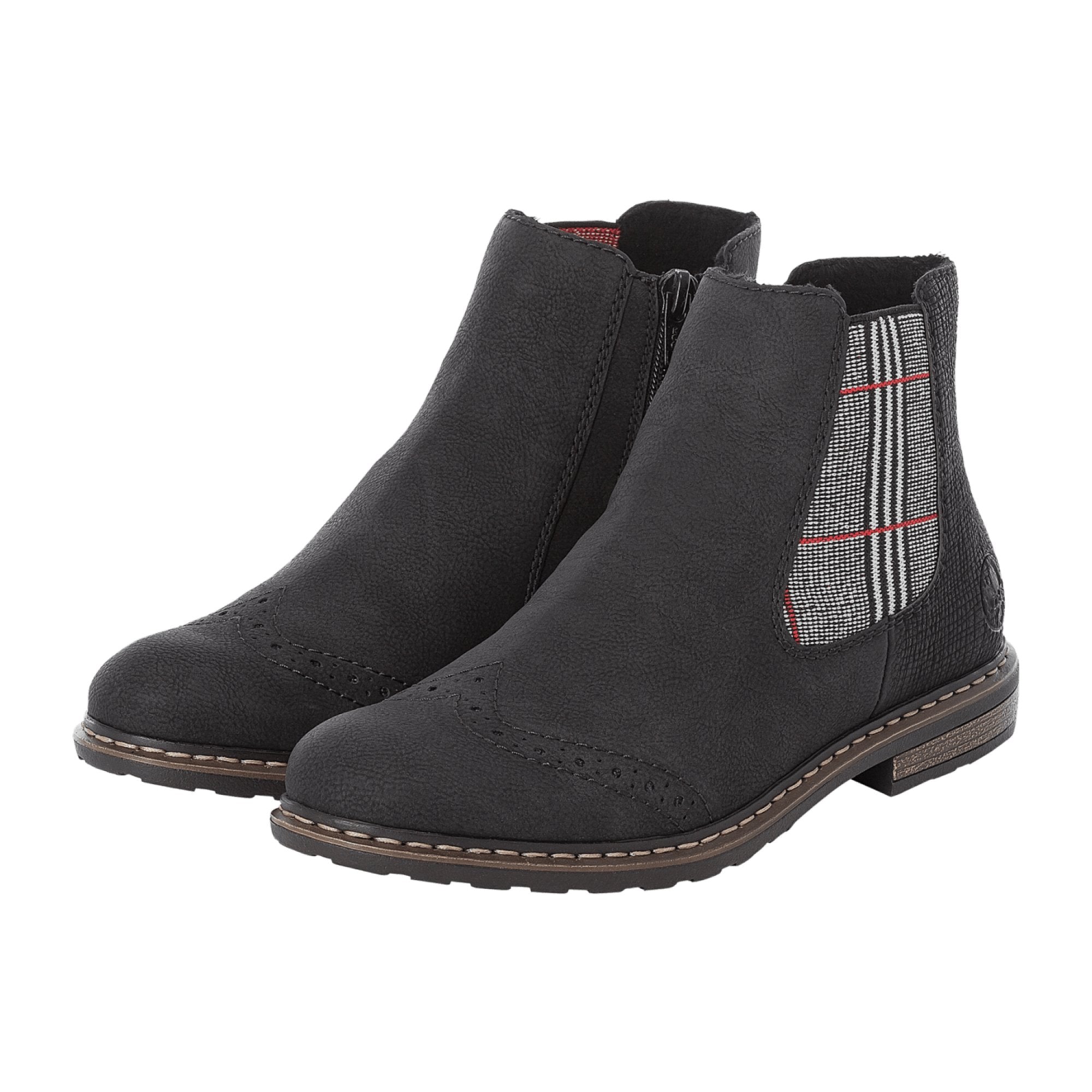 Rieker Women's Black Boots with Warm Lining and Zipper for Fall Winter