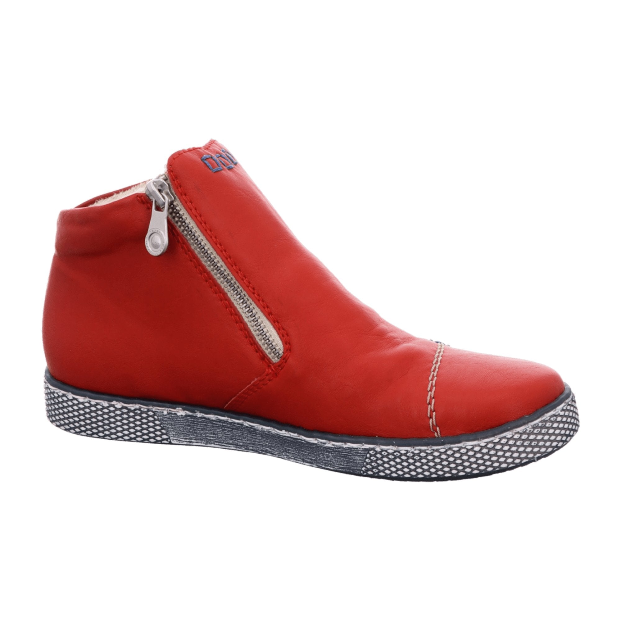 Rieker Women's Red Zip-Up Ankle Boots Warm Lined Synthetic Leather Winter Shoes