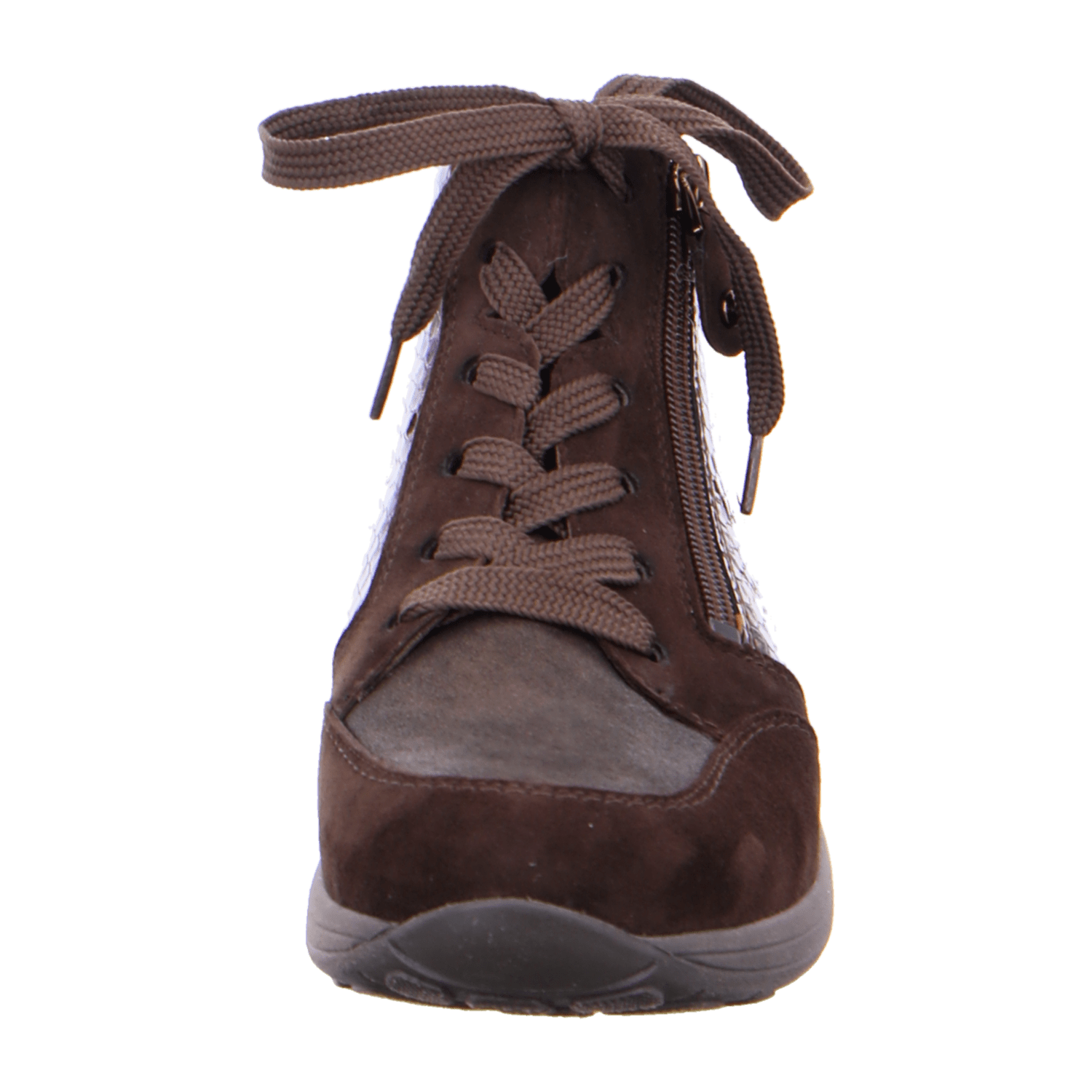 ARA MERANO Women's Brown Nubuck Leather Sneakers with Round Toe and Lace-Up Closure