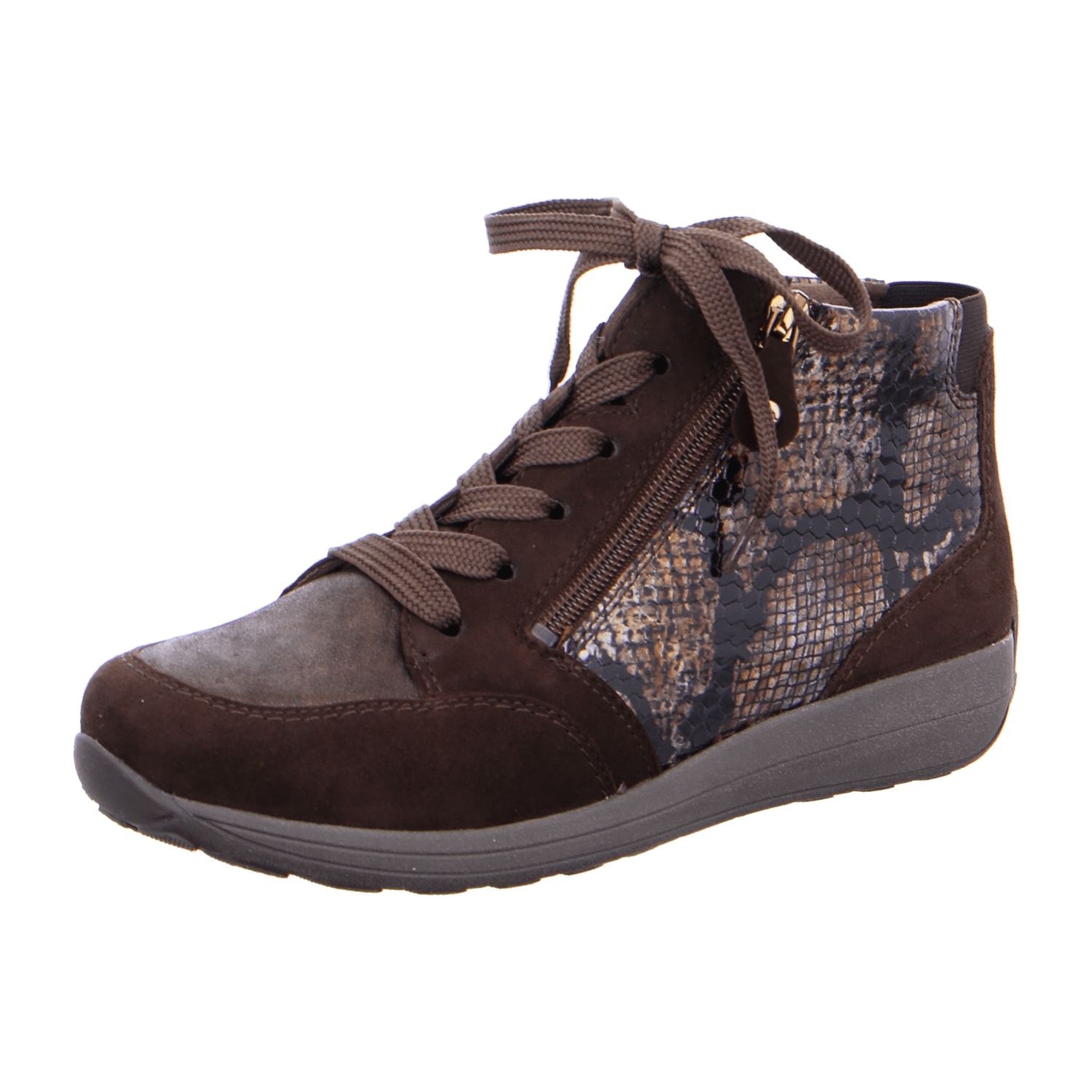 ARA MERANO Women's Brown Nubuck Leather Sneakers with Round Toe and Lace-Up Closure