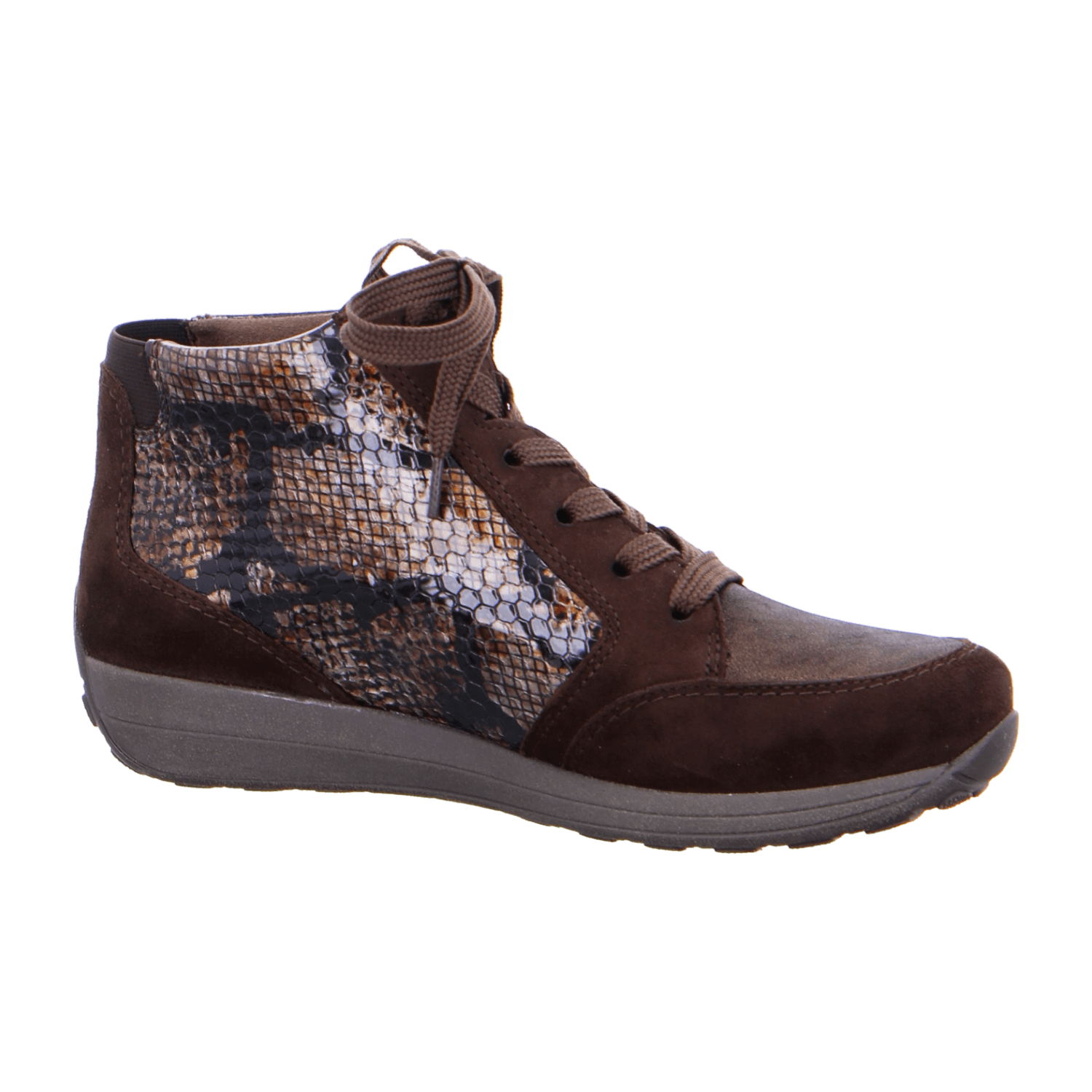 ARA MERANO Women's Brown Nubuck Leather Sneakers with Round Toe and Lace-Up Closure
