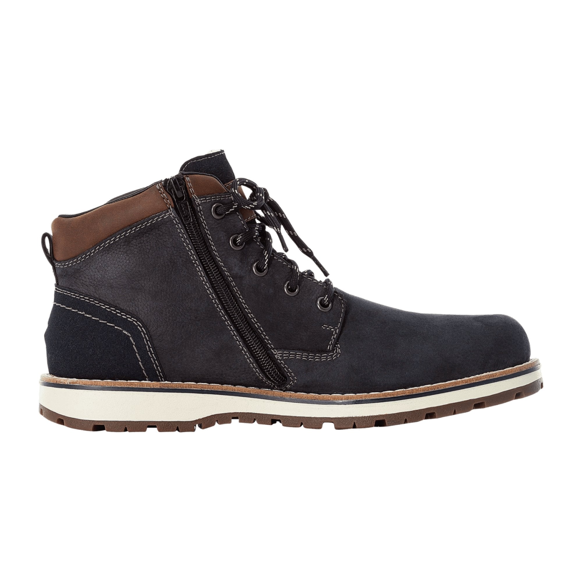 Rieker F8410-16 Men's Blue Leather Ankle Boots with Wool Lining and Tex Membrane