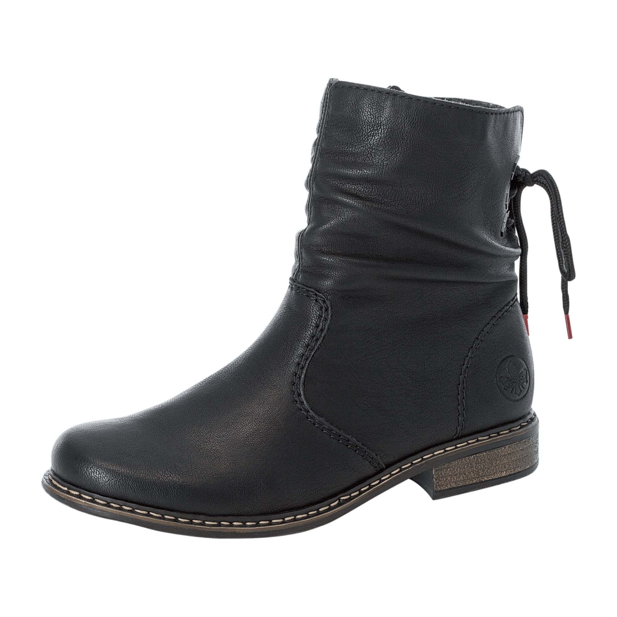Rieker Z49L100 Women's Black Boots with Block Heel and Zip Closure