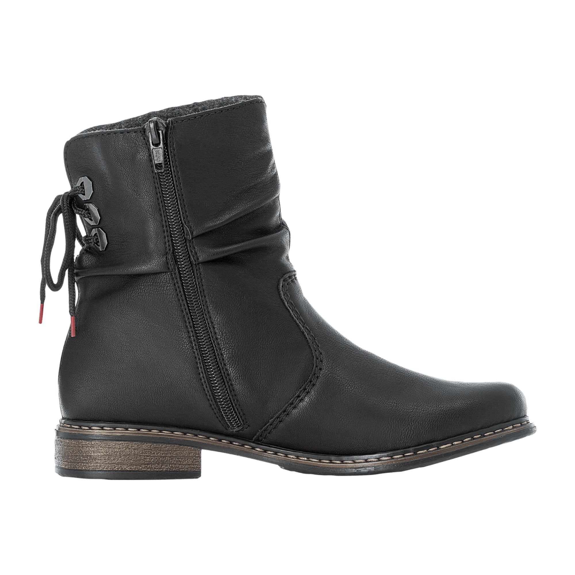 Rieker Z49L100 Women's Black Boots with Block Heel and Zip Closure
