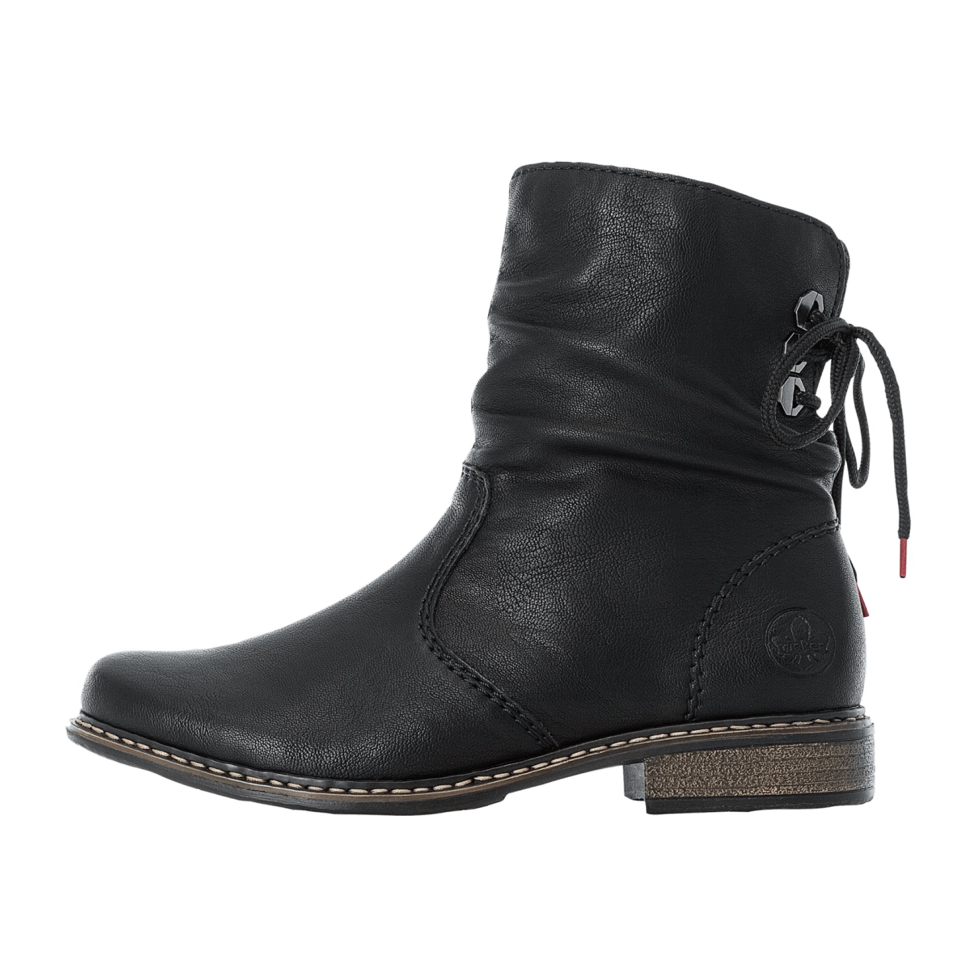 Rieker Z49L100 Women's Black Boots with Block Heel and Zip Closure