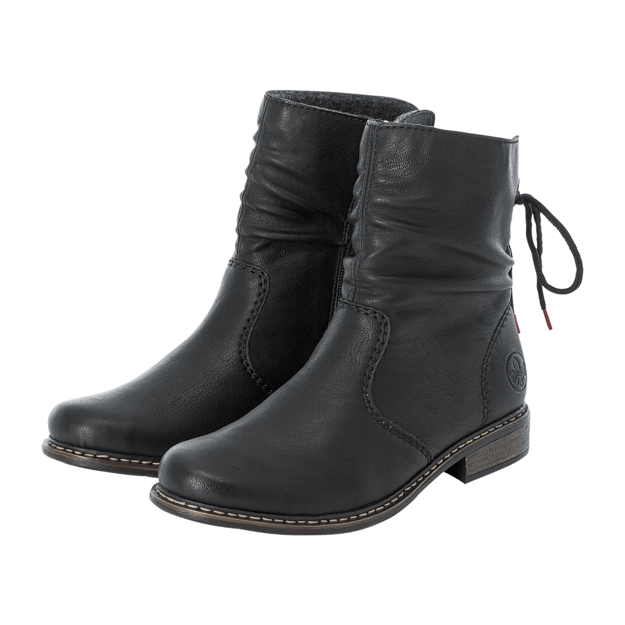 Rieker Z49L100 Women's Black Boots with Block Heel and Zip Closure