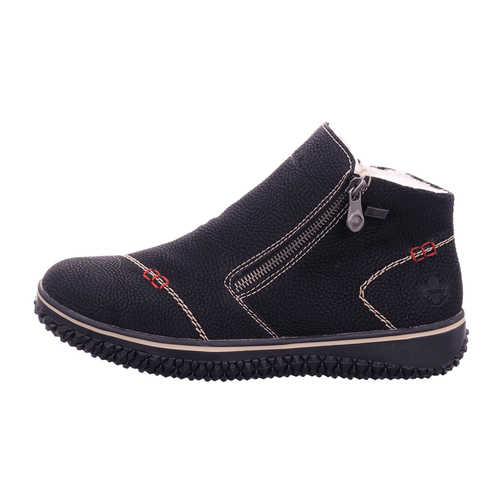 Rieker Women's Ankle Boots with Warm Lining and Zipper in Black for Winter Comfort
