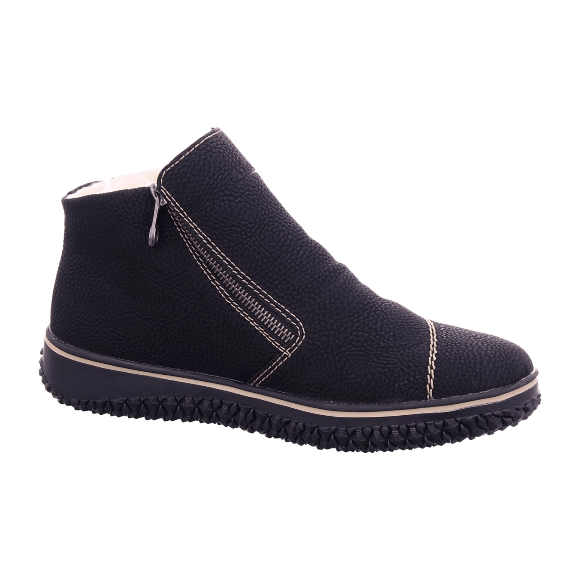 Rieker Women's Ankle Boots with Warm Lining and Zipper in Black for Winter Comfort