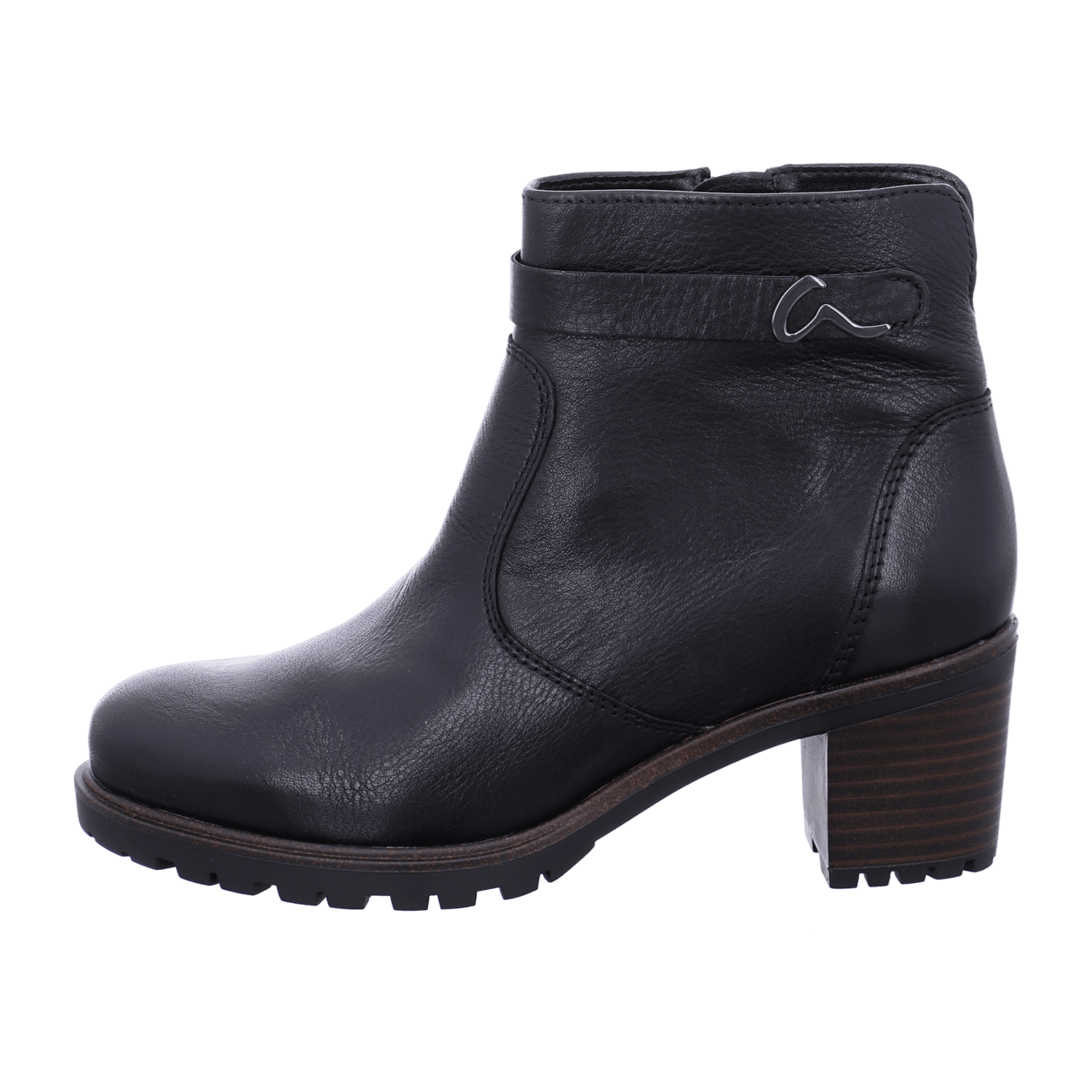 ARA MANTOVA Women's Leather Ankle Boots with Zipper, Black Classic Round Toe