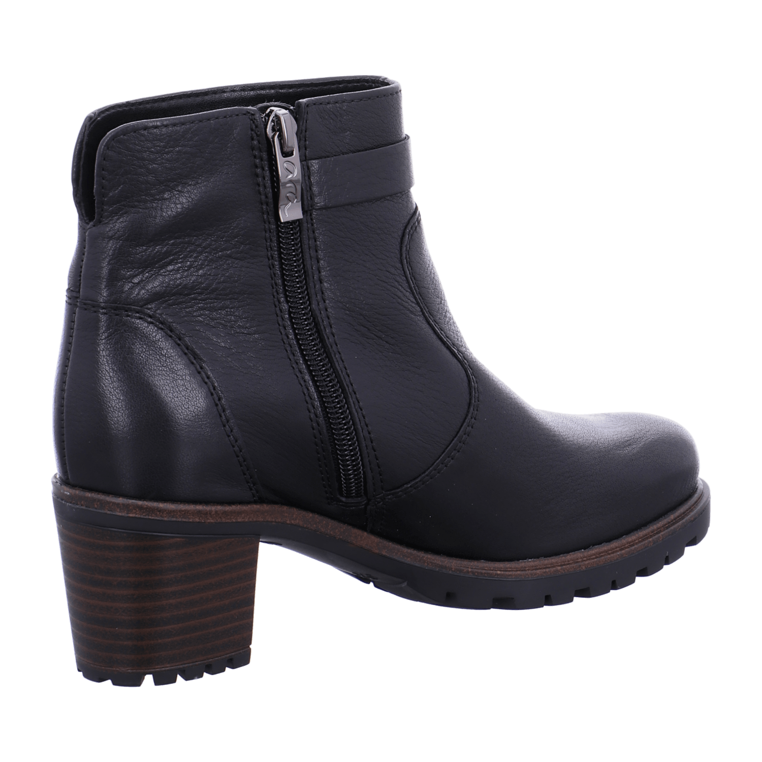 ARA MANTOVA Women's Leather Ankle Boots with Zipper, Black Classic Round Toe