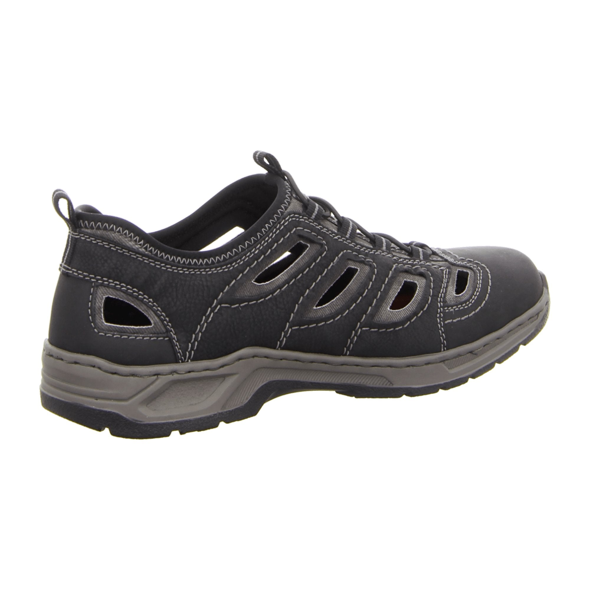 Rieker 14266 Black Slip-On Shoes with Elastic Inserts and Cushioned Insole
