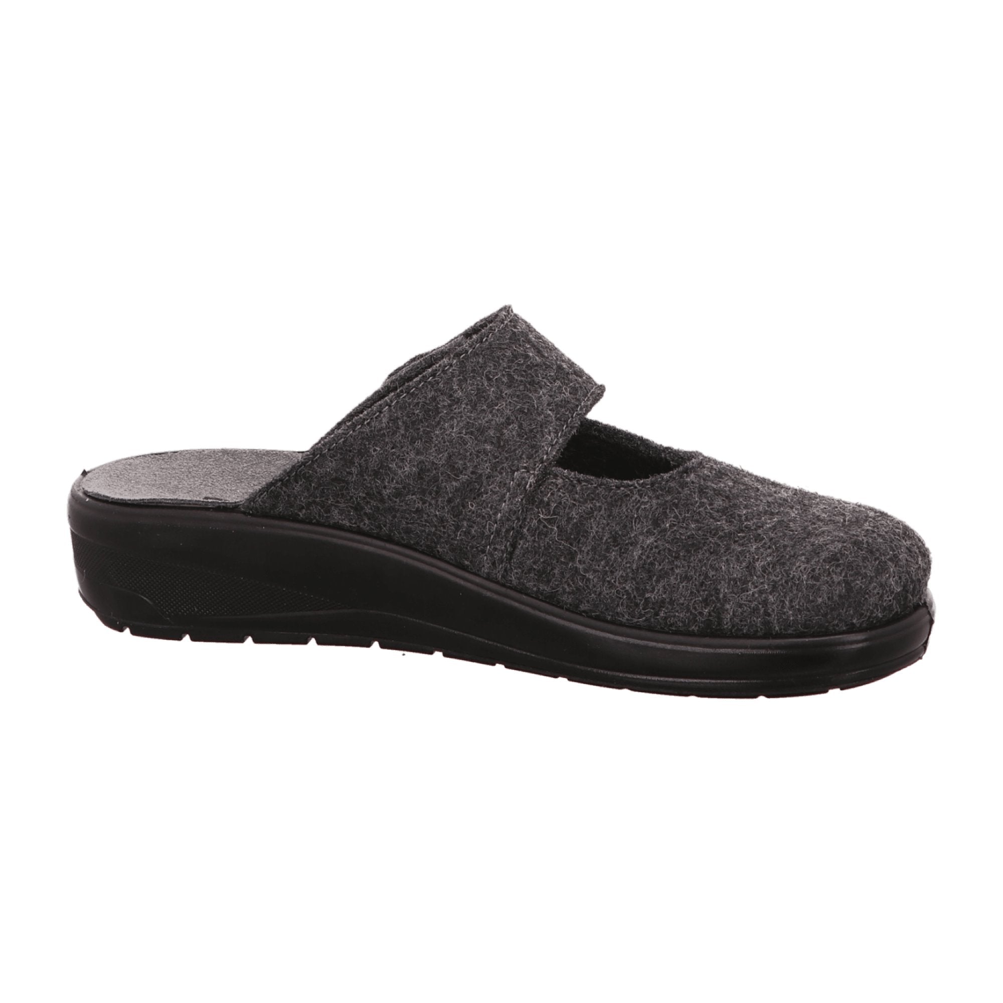 Rohde Women's Grey House Slippers with Wedge Heel and Velcro Closure