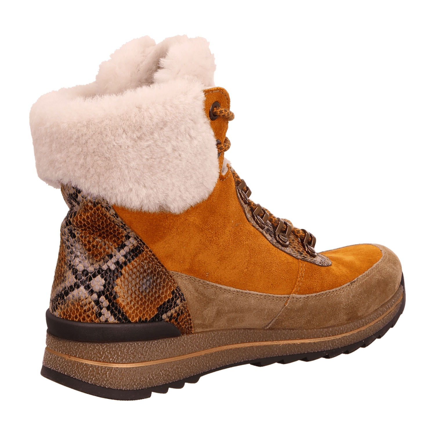 ARA OSAKA Women's Suede Sneakers in Orange with Lace-Up Closure and Warm Lining