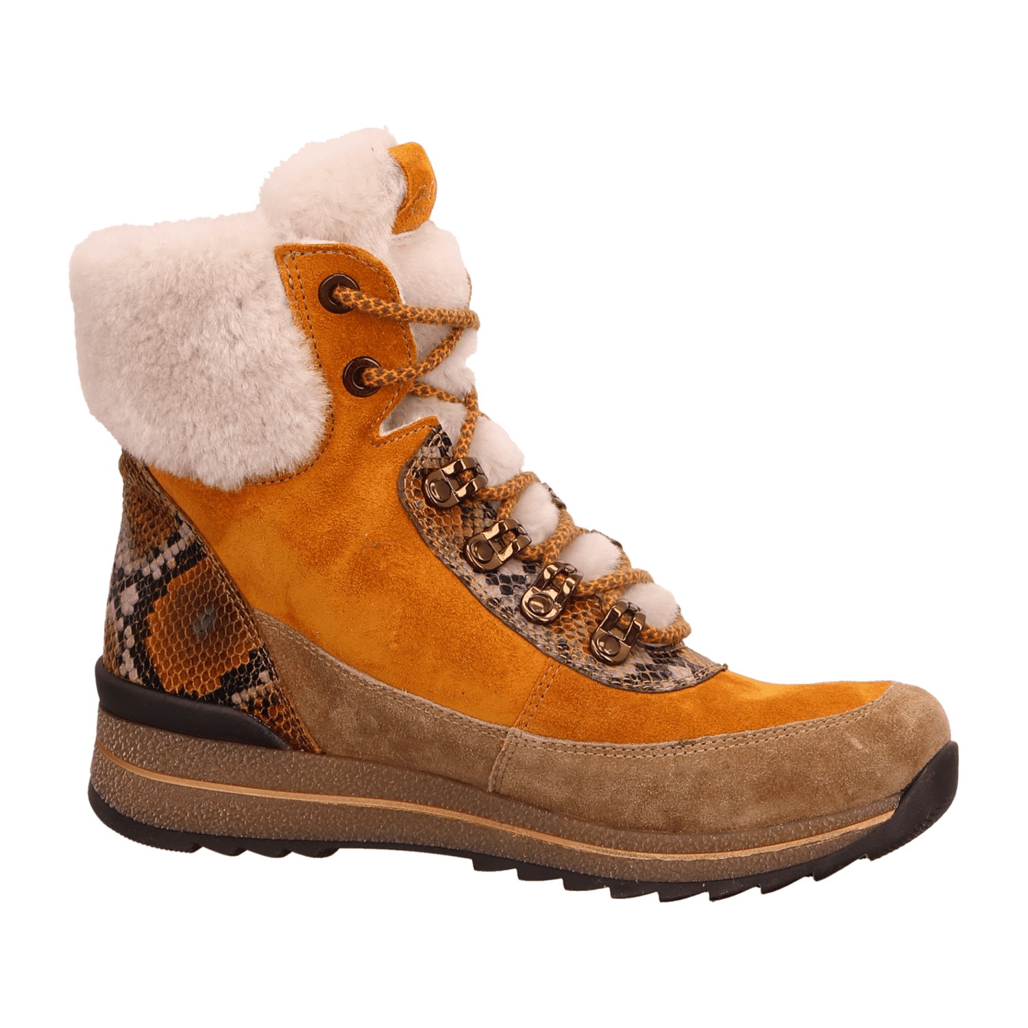 ARA OSAKA Women's Suede Sneakers in Orange with Lace-Up Closure and Warm Lining