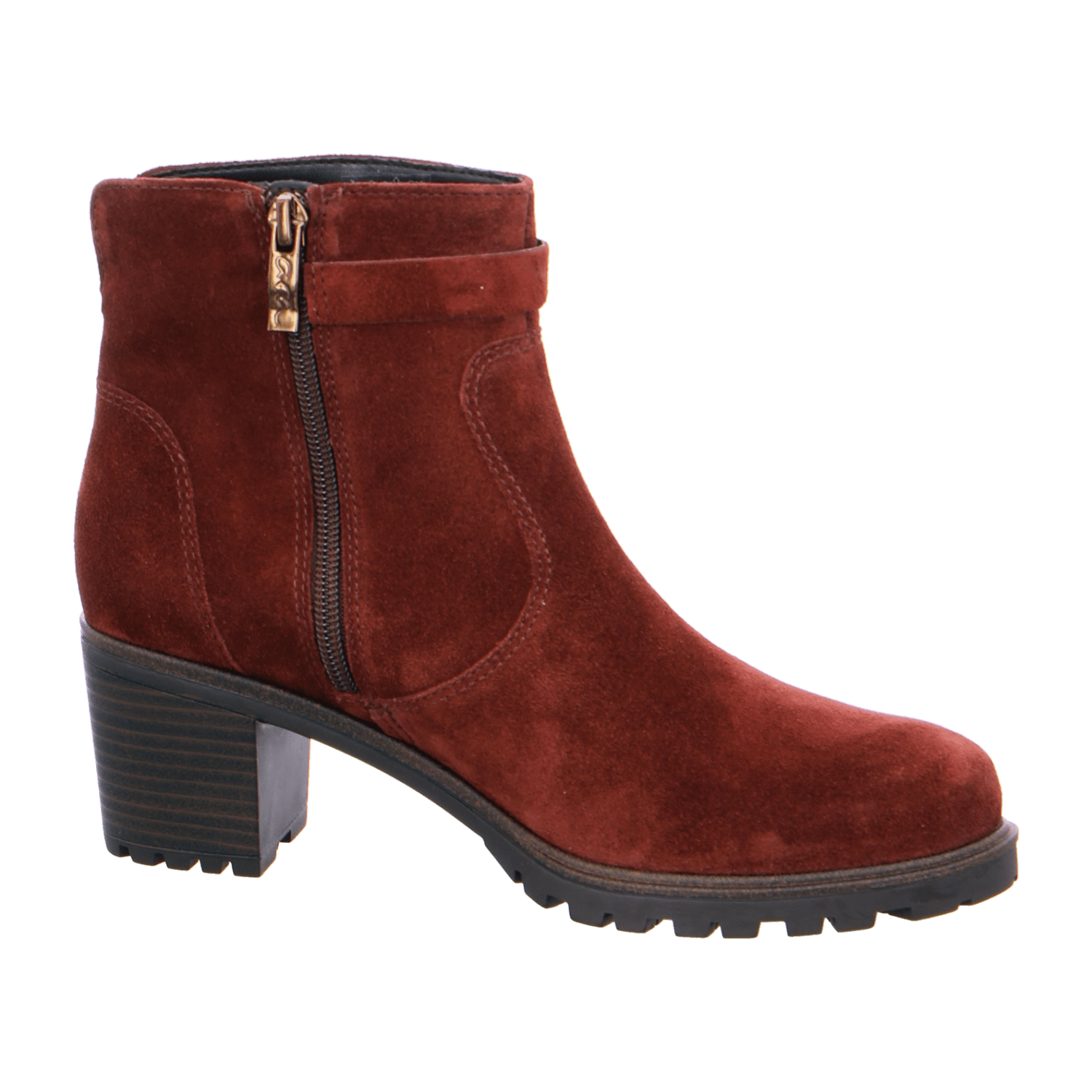 ARA MANTOVA Women's Nubuck Ankle Boots with Zipper Brown Classic Round Toe