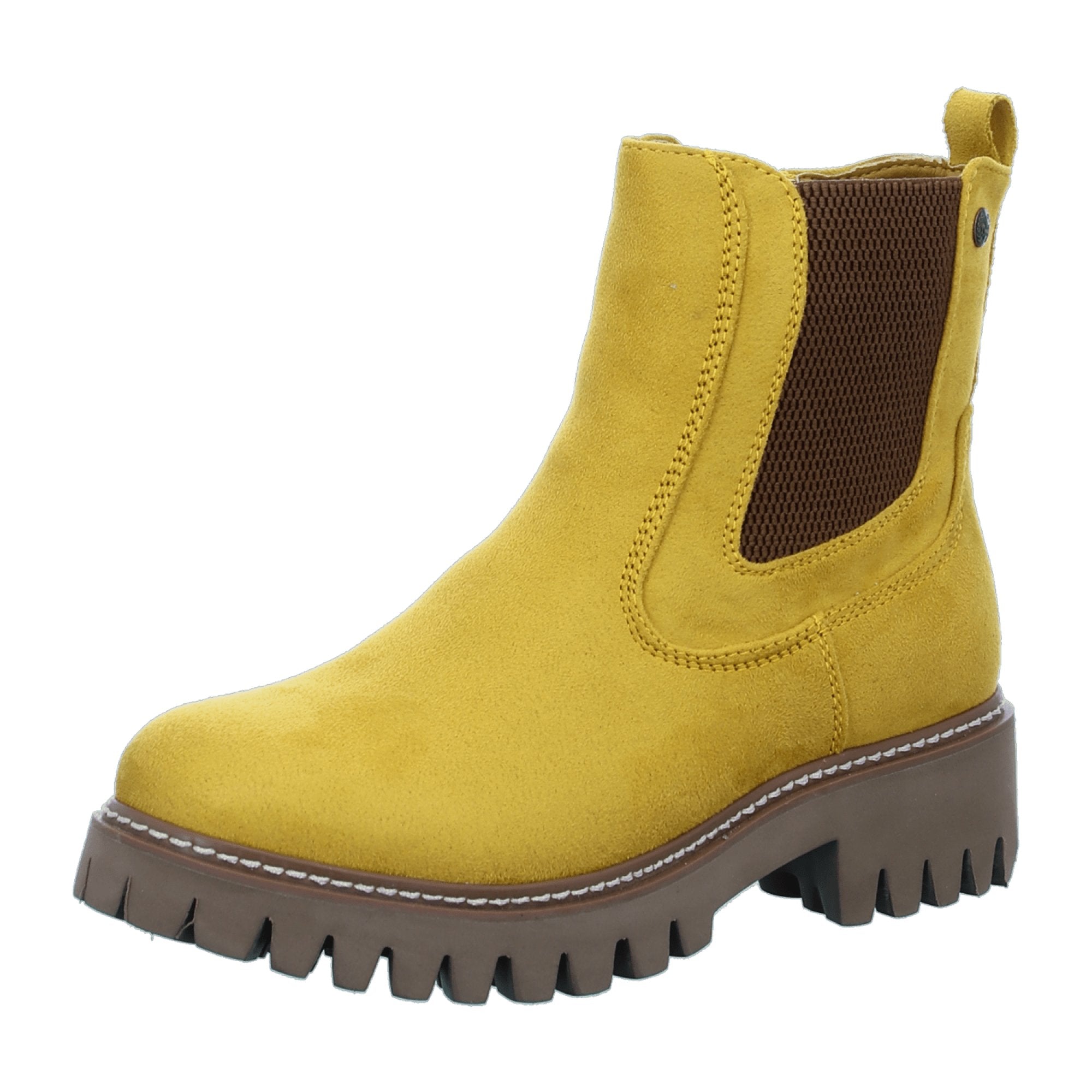 Rieker Women's Yellow Boots 9147468 Flat Heel Synthetic Fur Lined Winter Shoes