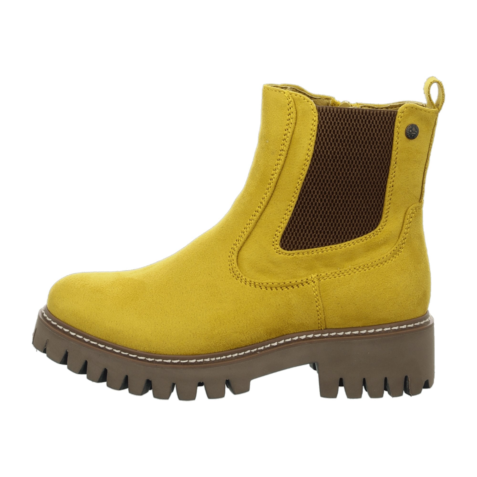 Rieker Women's Yellow Boots 9147468 Flat Heel Synthetic Fur Lined Winter Shoes