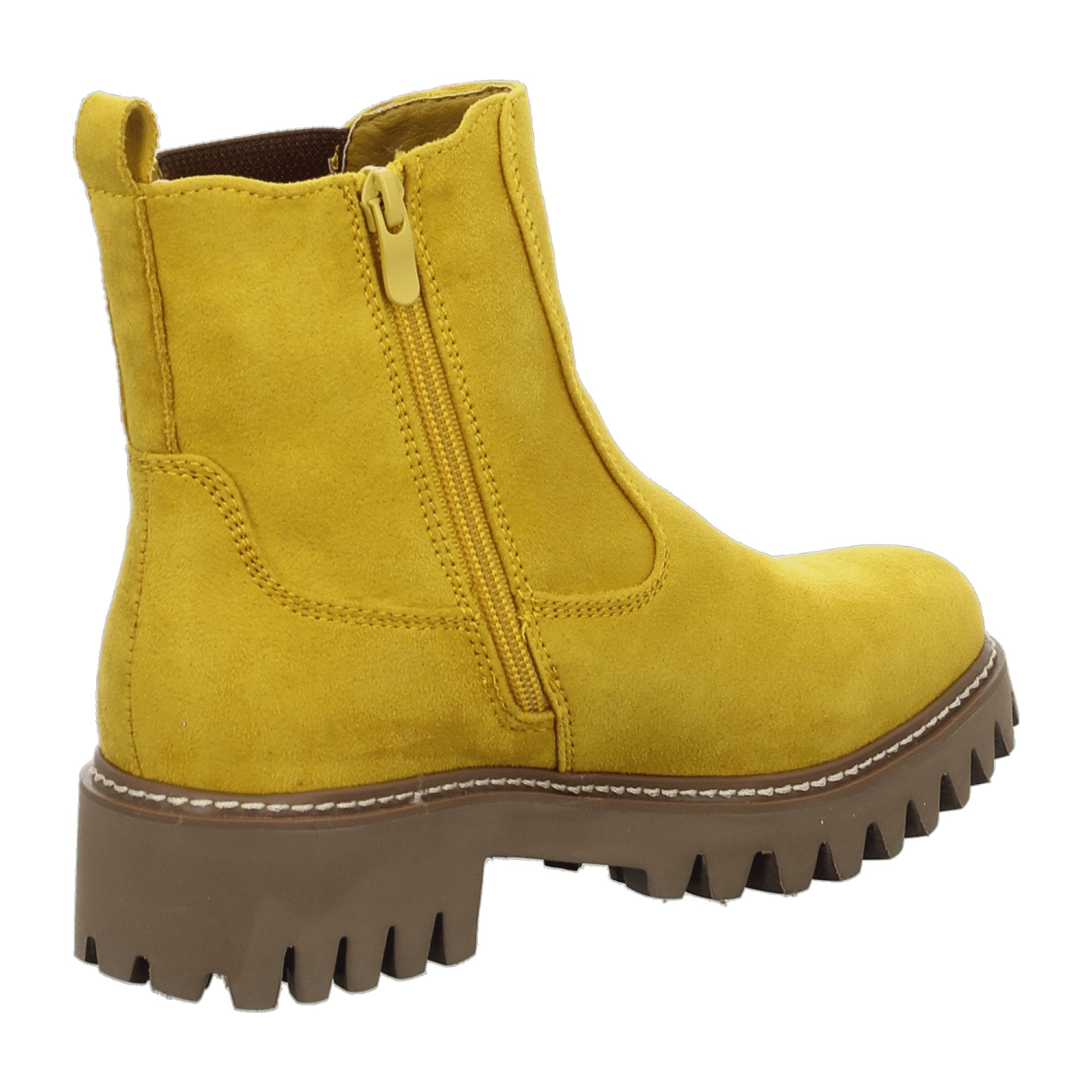 Rieker Women's Yellow Boots 9147468 Flat Heel Synthetic Fur Lined Winter Shoes