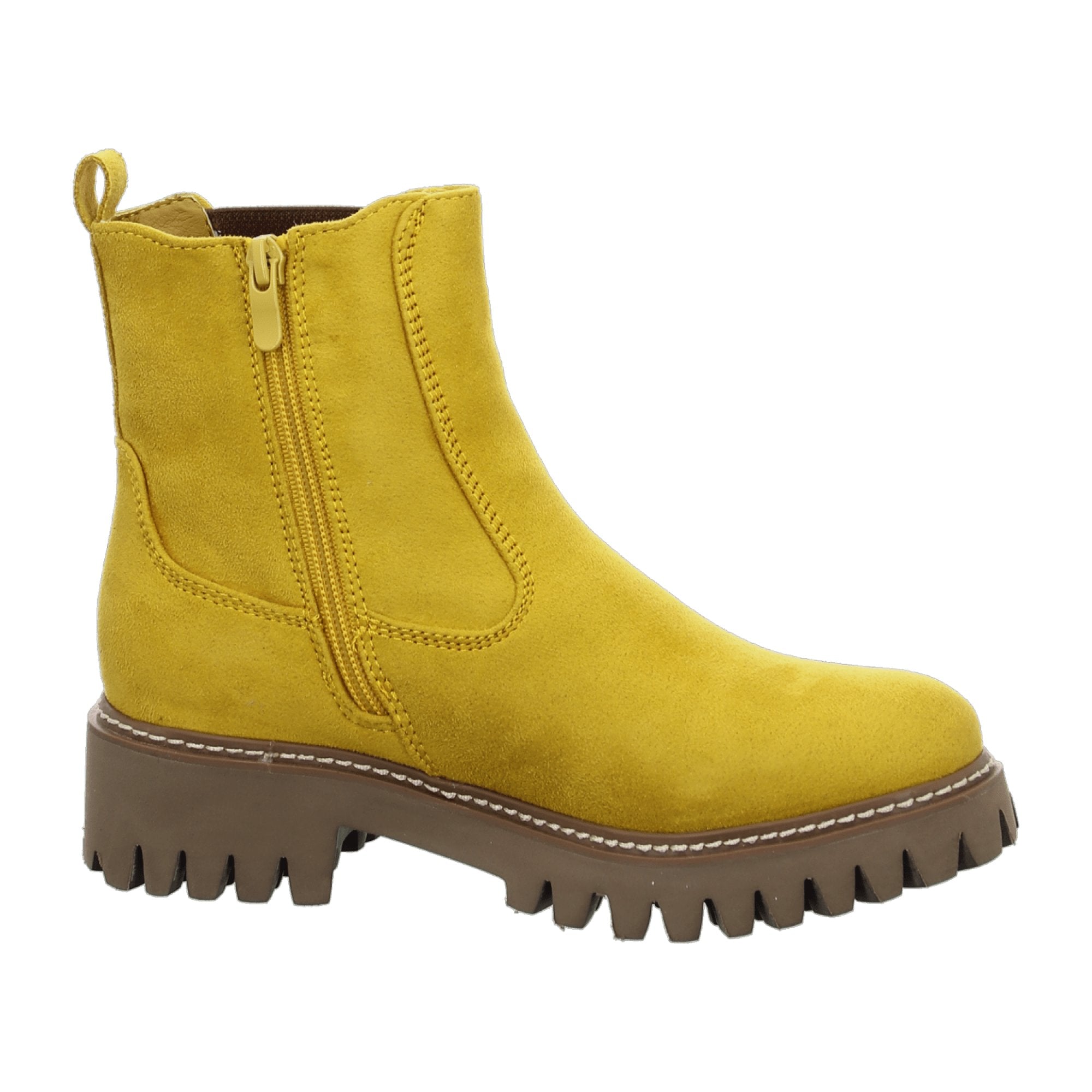 Rieker Women's Yellow Boots 9147468 Flat Heel Synthetic Fur Lined Winter Shoes