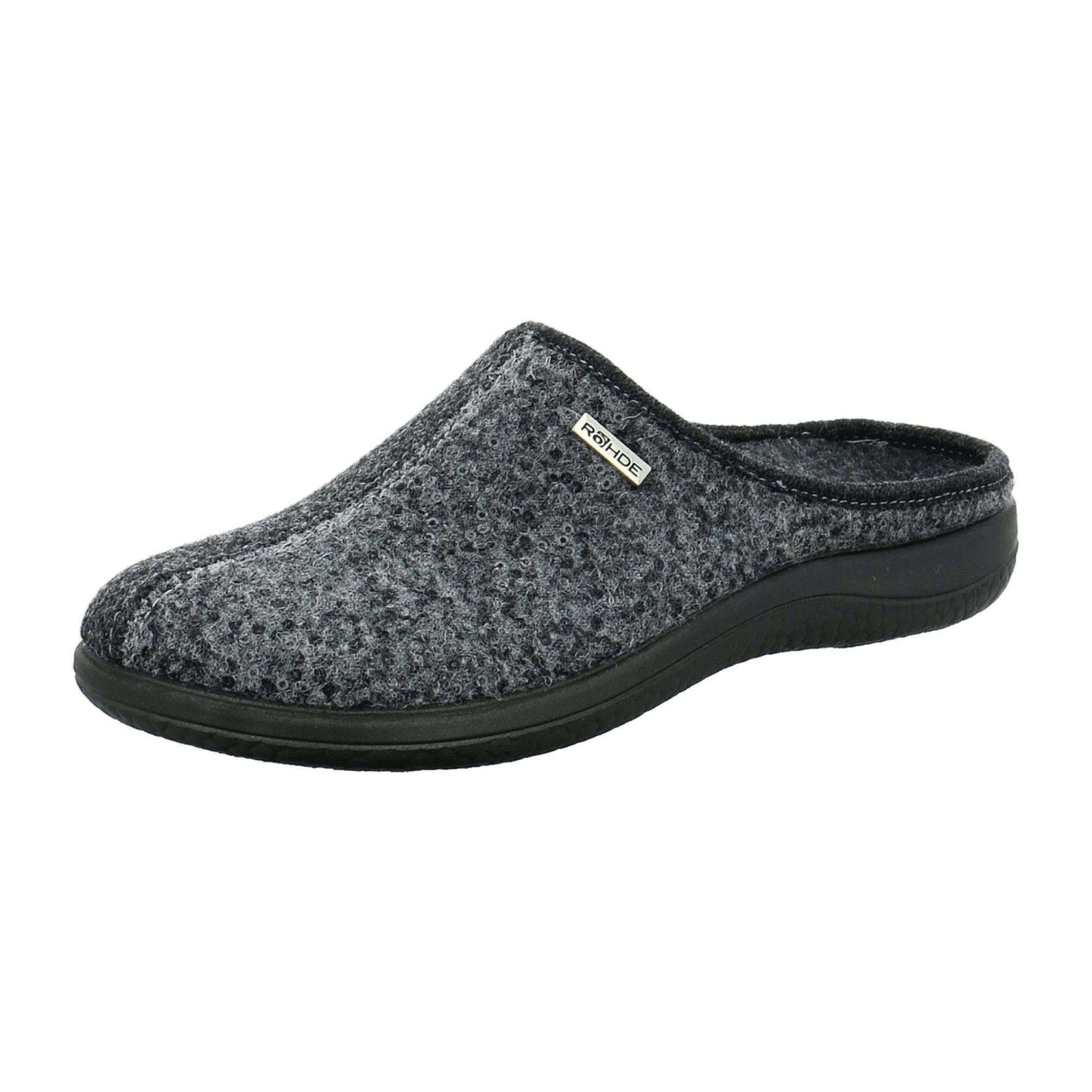 Rohde Women's Gray Felt Slippers with Wedge Heel for Fall Winter