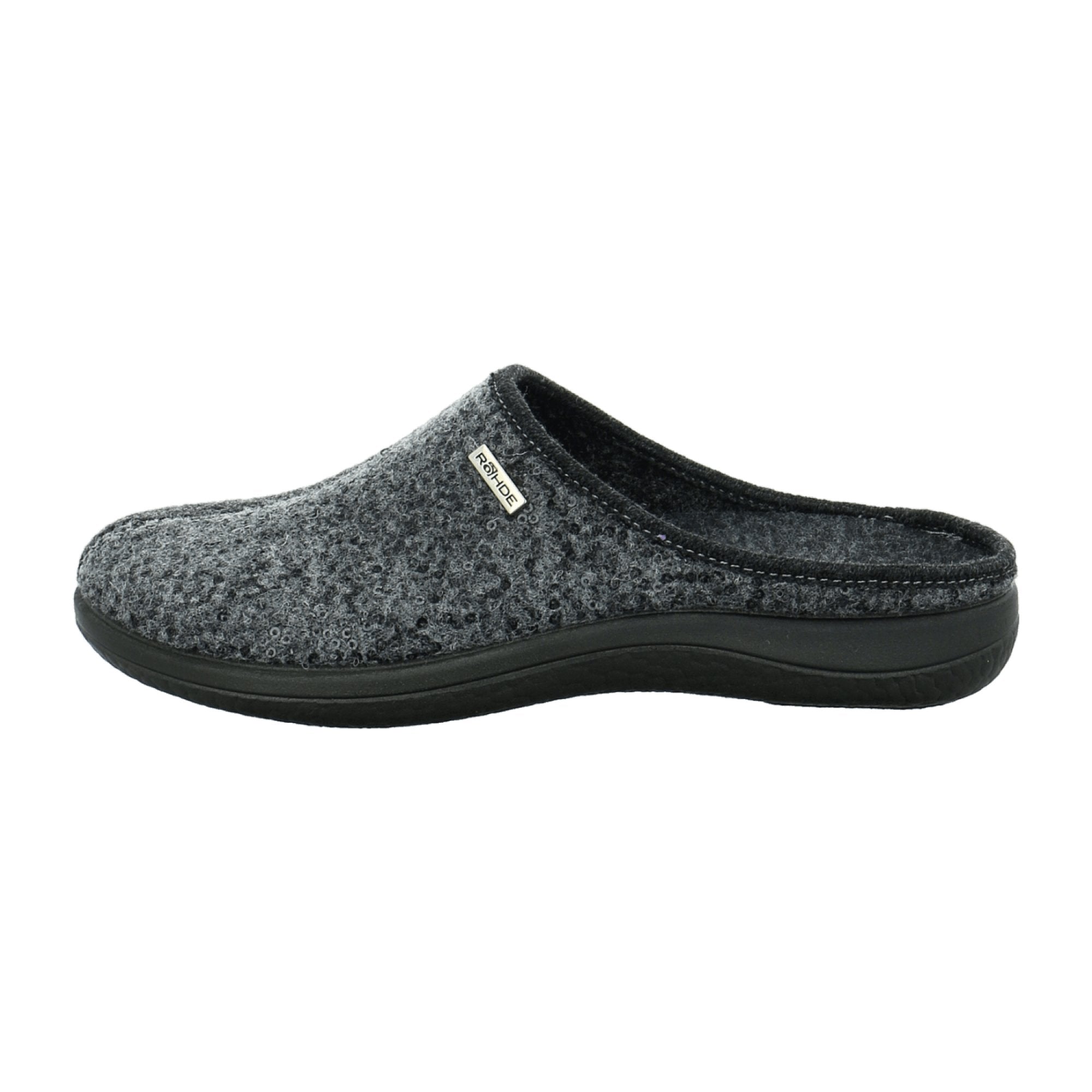 Rohde Women's Gray Felt Slippers with Wedge Heel for Fall Winter