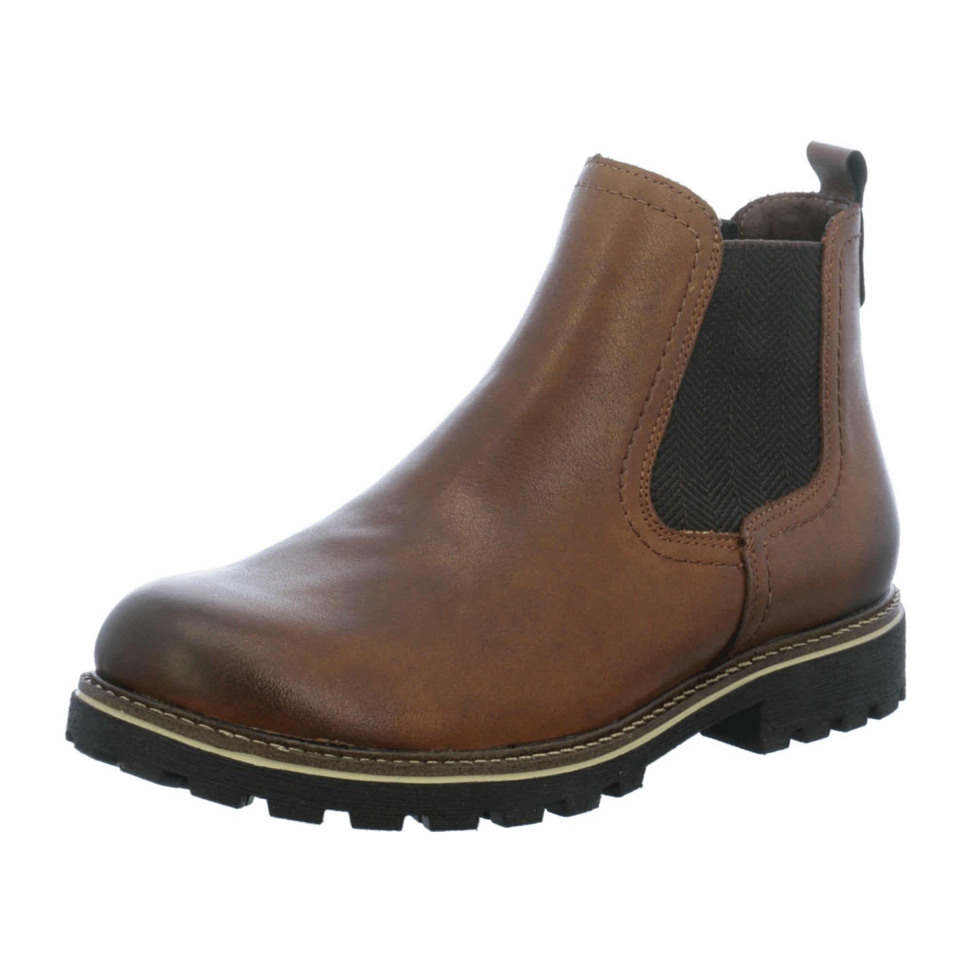 Remonte Brown Leather Chelsea Boots for Women with Lining and Elastic Sides