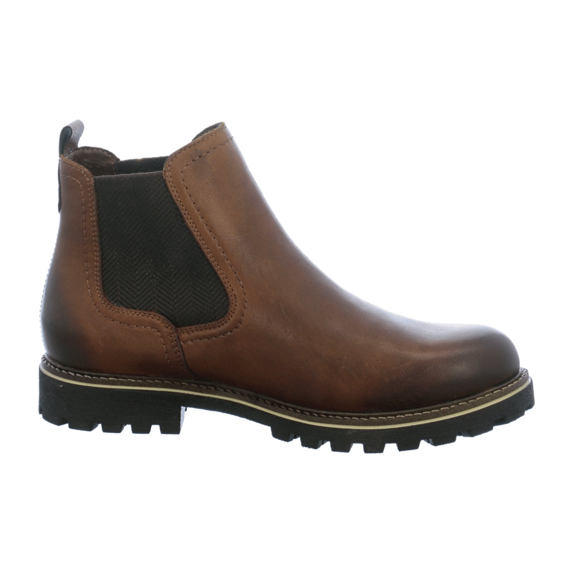 Remonte Brown Leather Chelsea Boots for Women with Lining and Elastic Sides