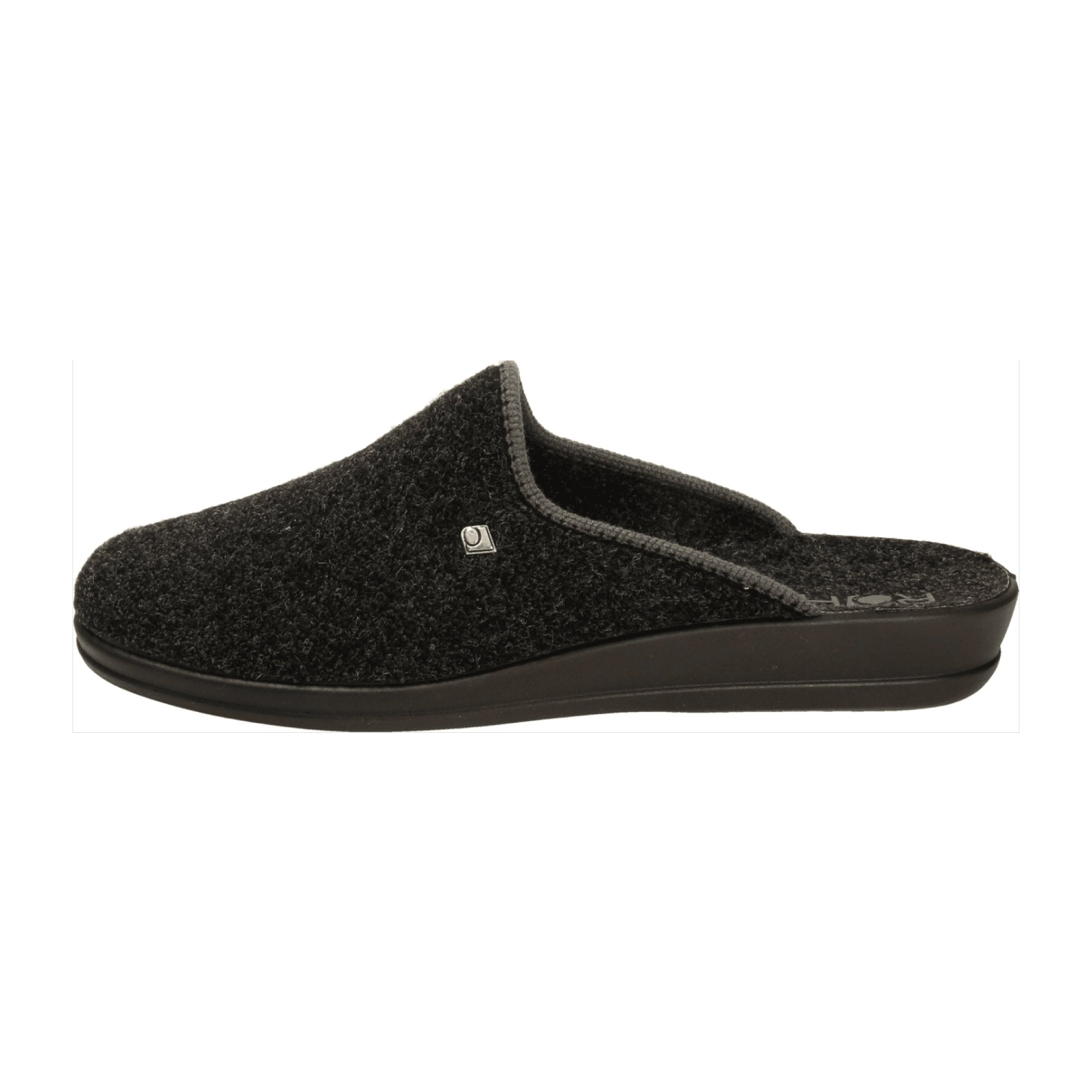 Rohde Men's Black House Slippers Warm Lined Textile Slip-On Shoes