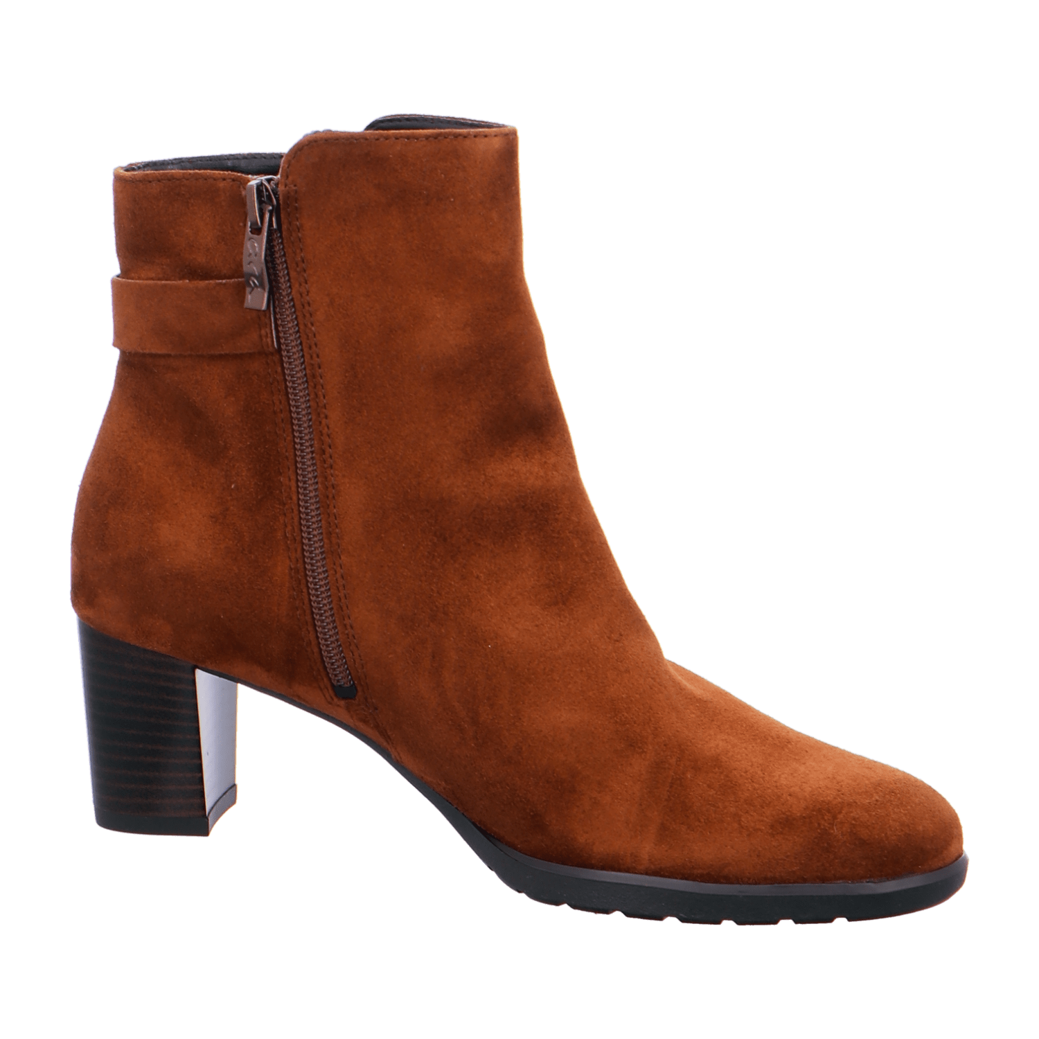 ARA ORLY Women's Ankle Boots Brown Full-Grain Leather Classic Zipper Round Toe