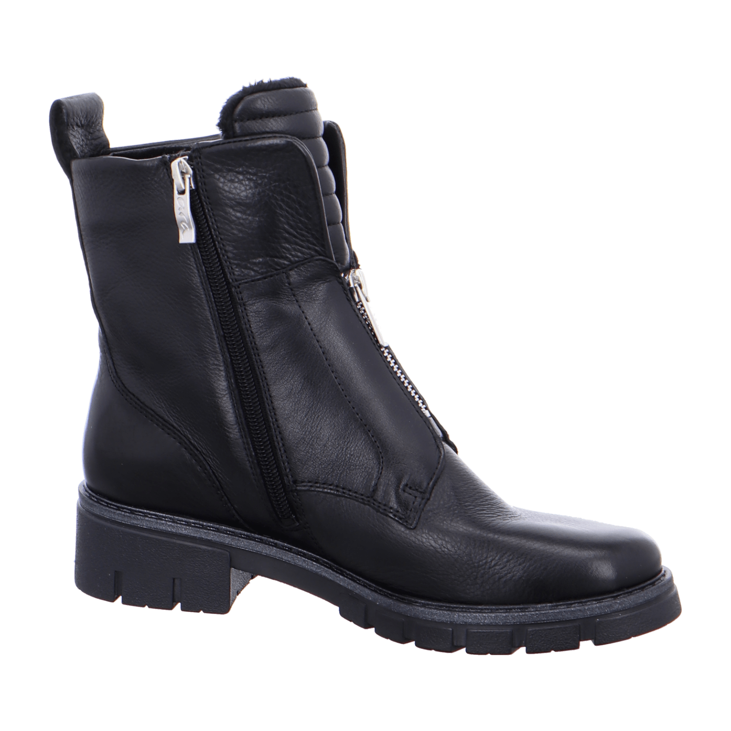 ARA DOVER DOVER Women's Ankle Boots in Black Smooth Leather with Zipper and Warm Lining