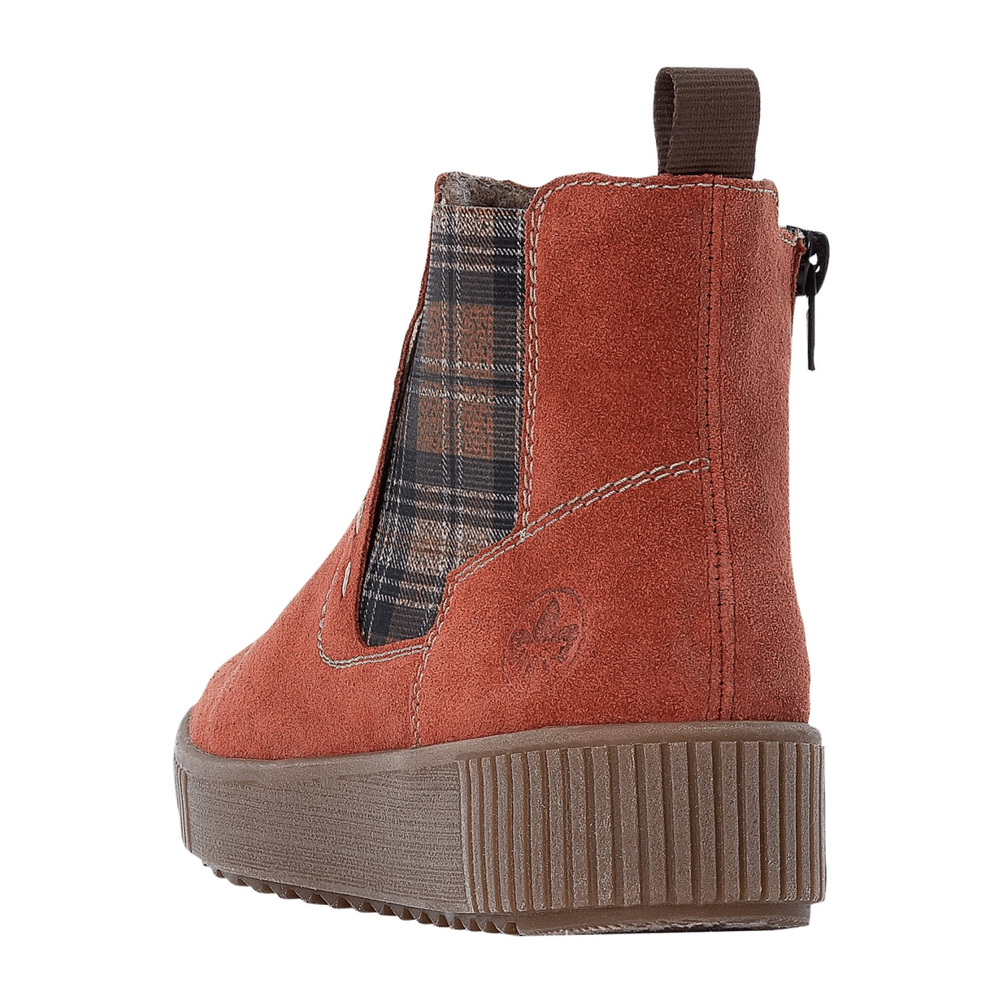 Rieker Women's Red Ankle Boots with Zip and Soft Lining for Winter Comfort